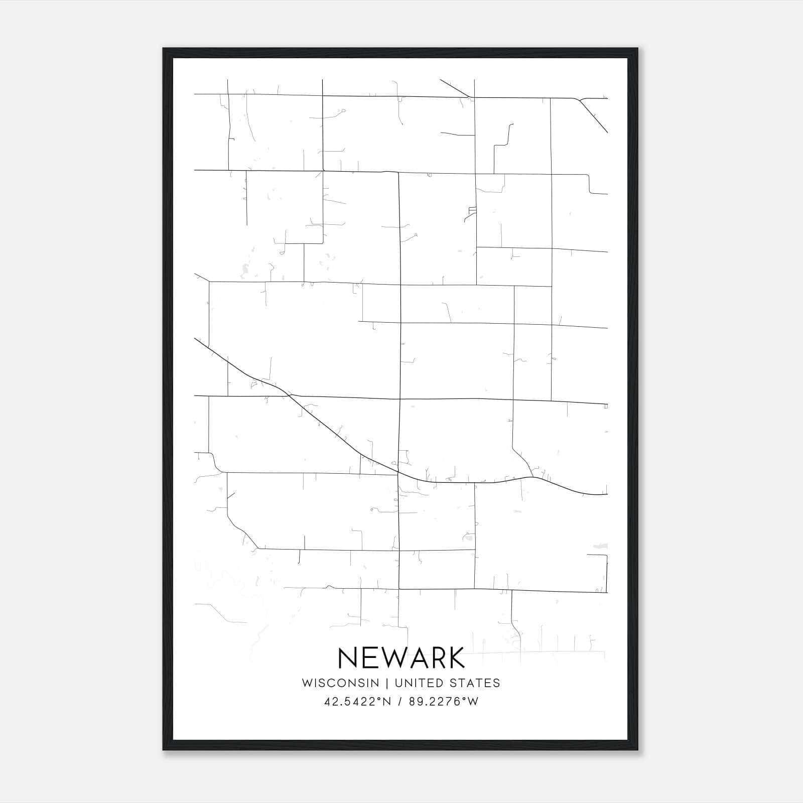 Newark Wisconsin Map Poster, Modern Home Decor Wall Art Print Newark Wisconsin Map Poster, Modern Home Decor Wall Art Print
