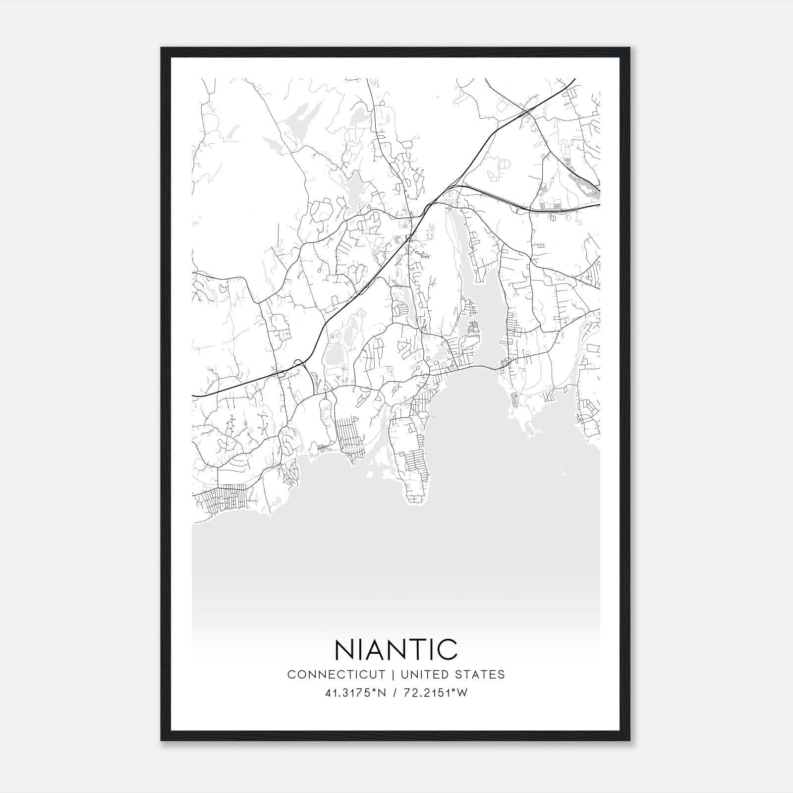 Niantic Connecticut Map Poster, Modern Home Decor Wall Art Print Niantic Connecticut Map Poster, Modern Home Decor Wall Art Print