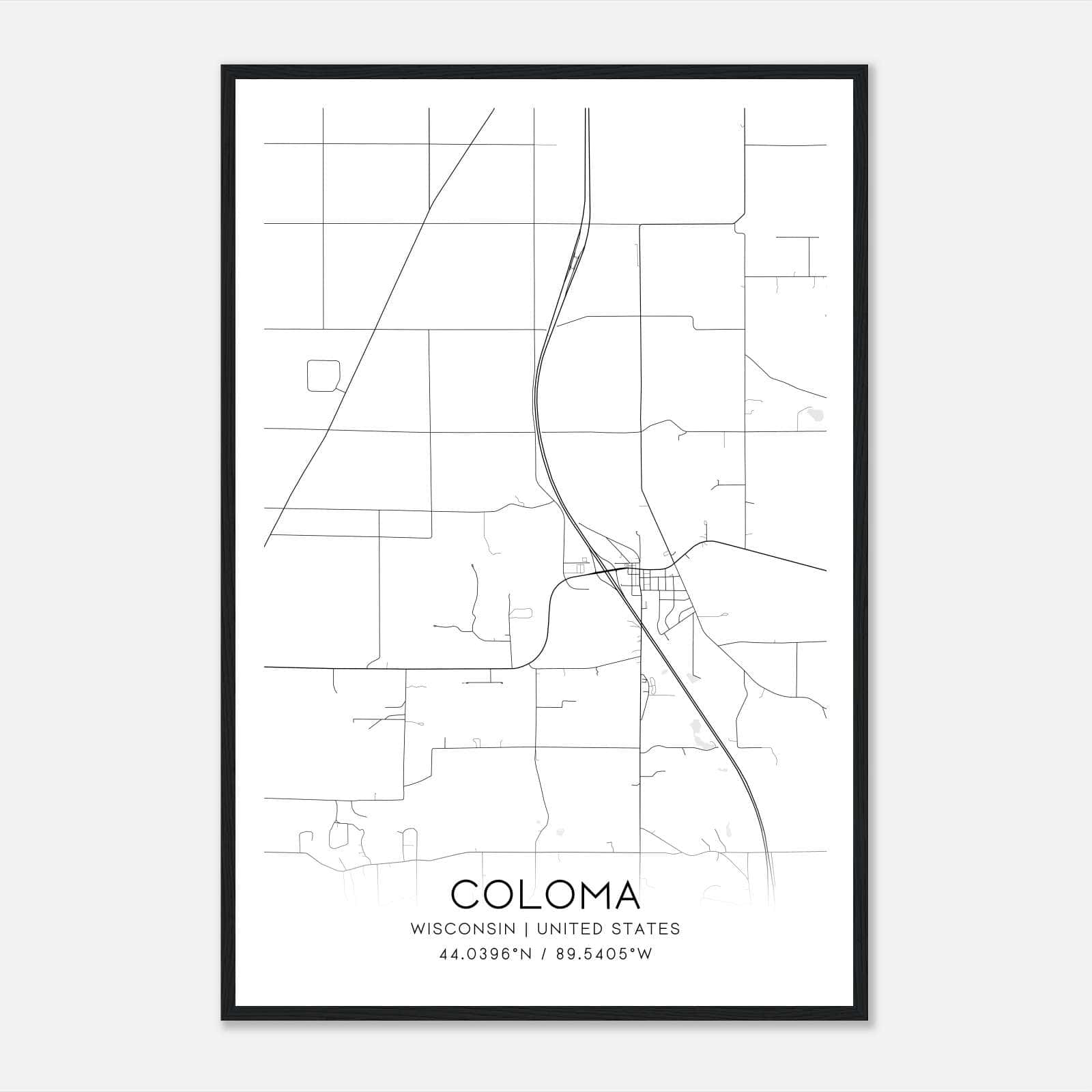 Coloma Wisconsin Map Poster, Modern Home Decor Wall Art Print Coloma Wisconsin Map Poster, Modern Home Decor Wall Art Print