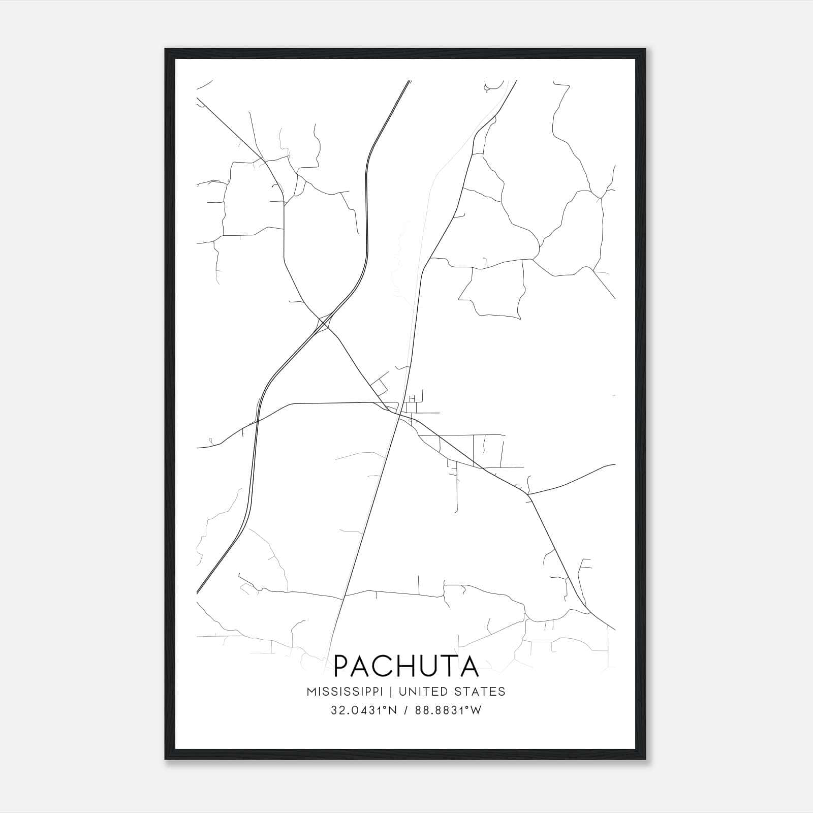 Pachuta Mississippi Map Poster, Modern Home Decor Wall Art Print Pachuta Mississippi Map Poster, Modern Home Decor Wall Art Print