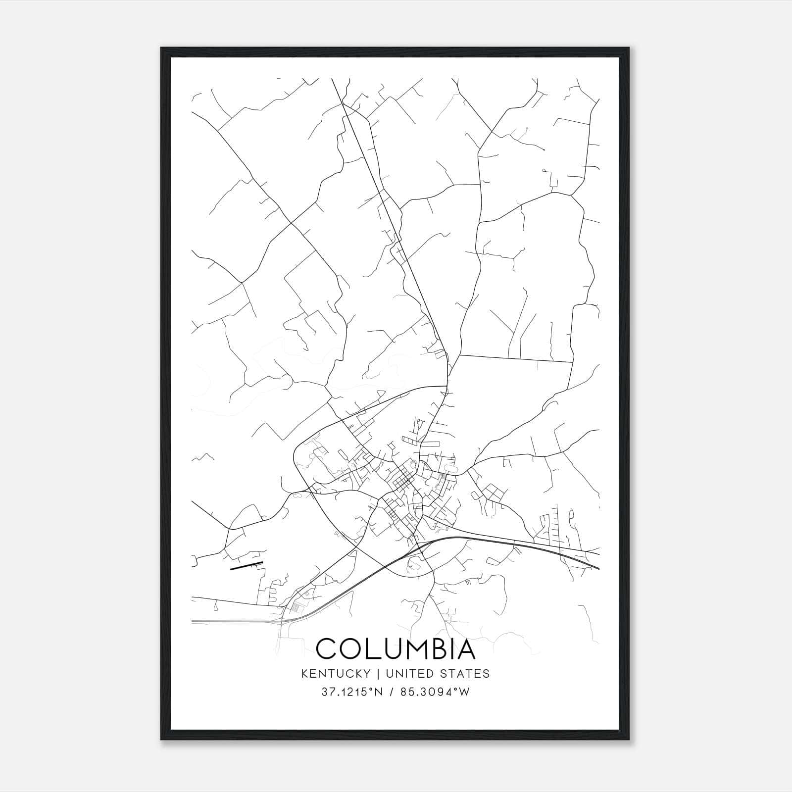 Columbia Kentucky Map Poster, Modern Home Decor Wall Art Print Columbia Kentucky Map Poster, Modern Home Decor Wall Art Print