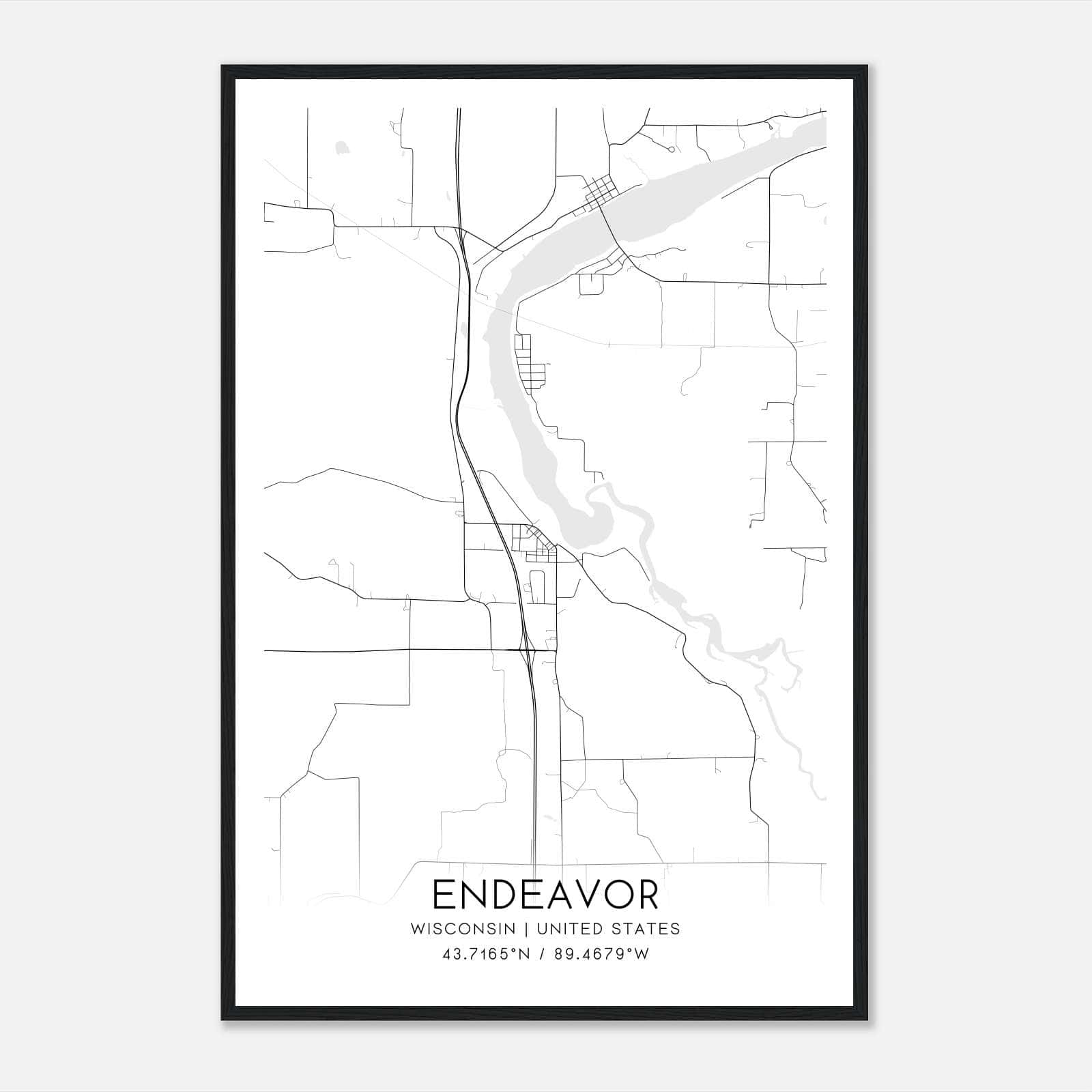 Endeavor Wisconsin Map Poster, Modern Home Decor Wall Art Print Endeavor Wisconsin Map Poster, Modern Home Decor Wall Art Print