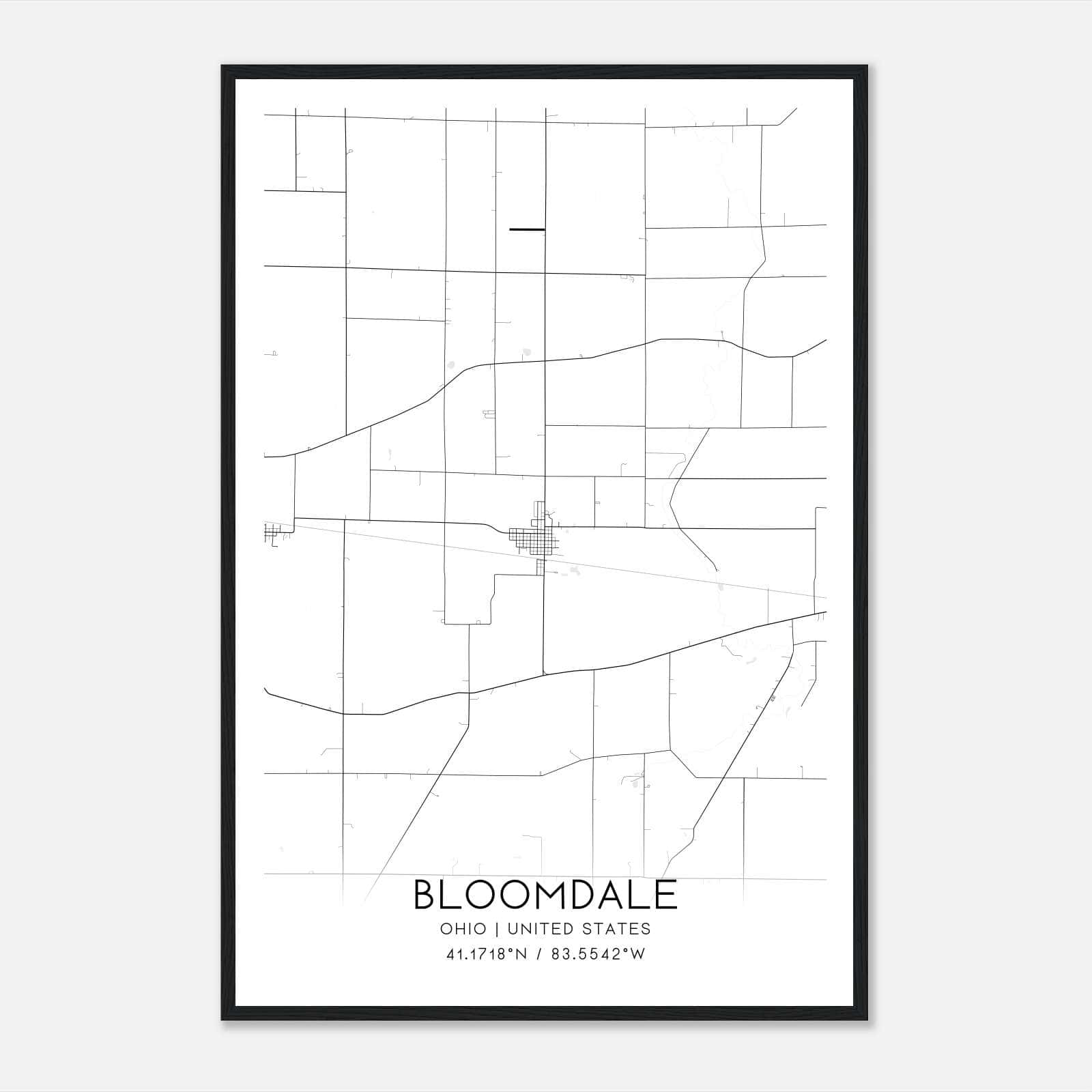 Bloomdale Ohio Map Poster, Modern Home Decor Wall Art Print Bloomdale Ohio Map Poster, Modern Home Decor Wall Art Print