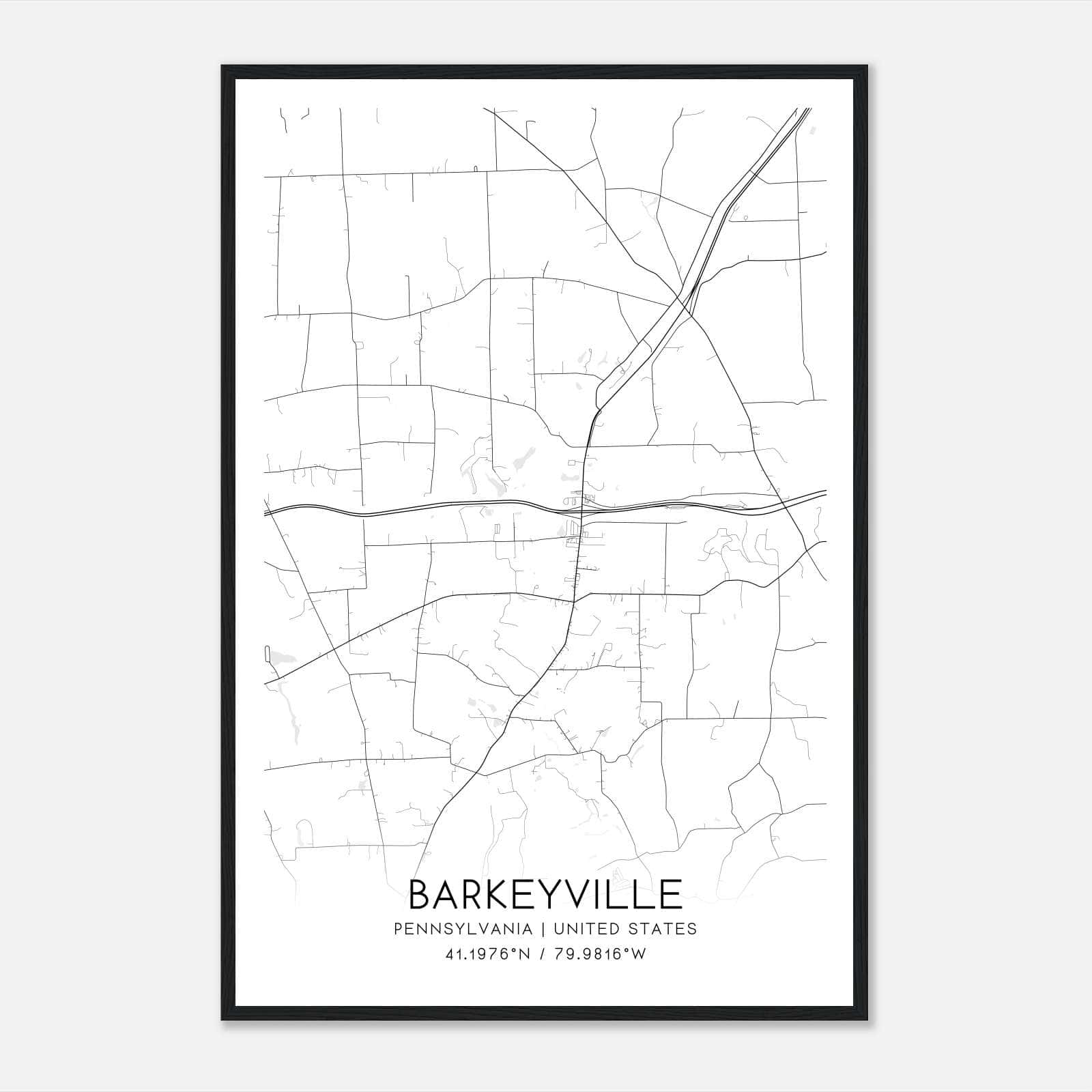 Barkeyville Pennsylvania Map Poster, Modern Home Decor Wall Art Print Barkeyville Pennsylvania Map Poster, Modern Home Decor Wall Art Print