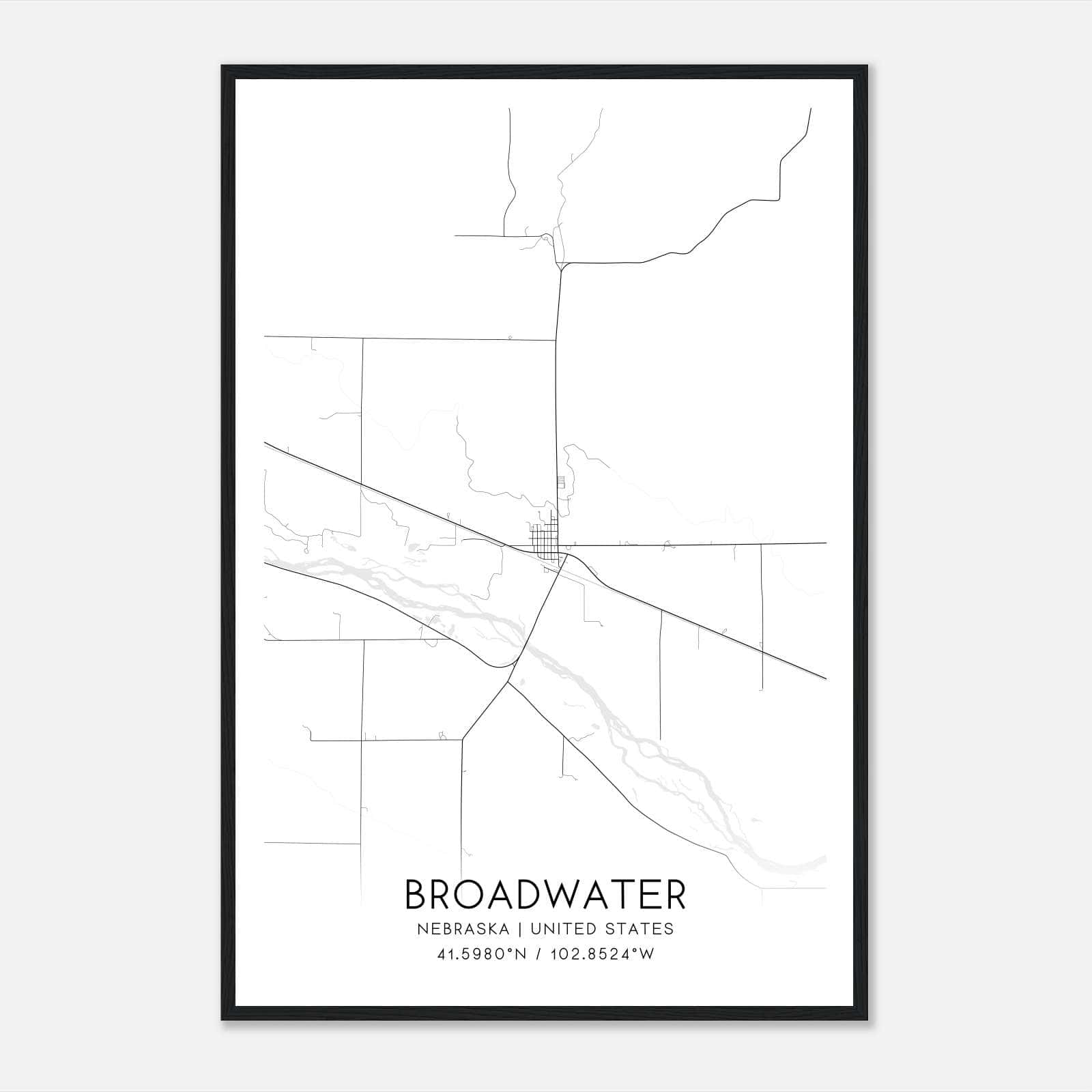 Broadwater Nebraska Map Poster, Modern Home Decor Wall Art Print Broadwater Nebraska Map Poster, Modern Home Decor Wall Art Print