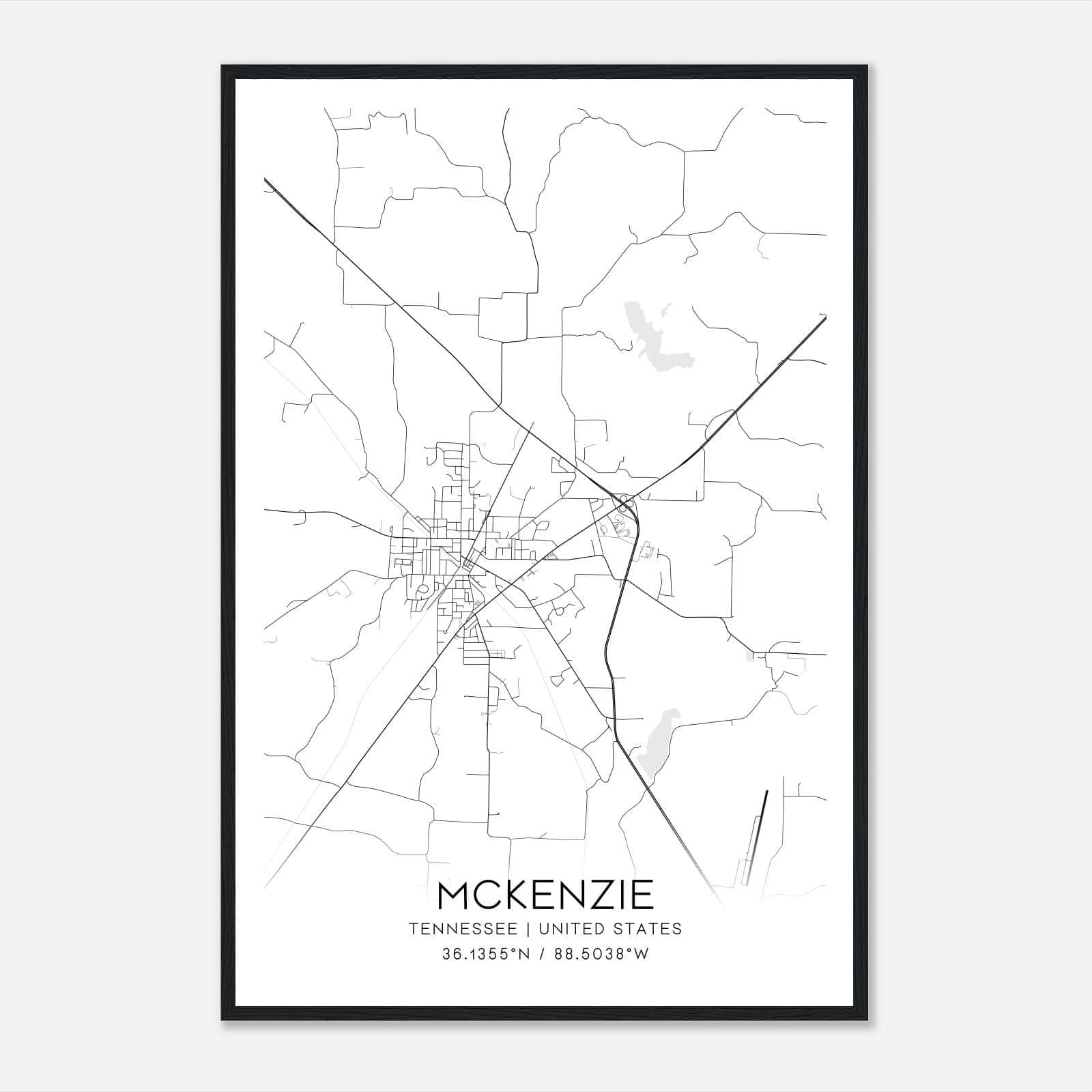 Mckenzie Tennessee Map Poster, Modern Home Decor Wall Art Print Mckenzie Tennessee Map Poster, Modern Home Decor Wall Art Print