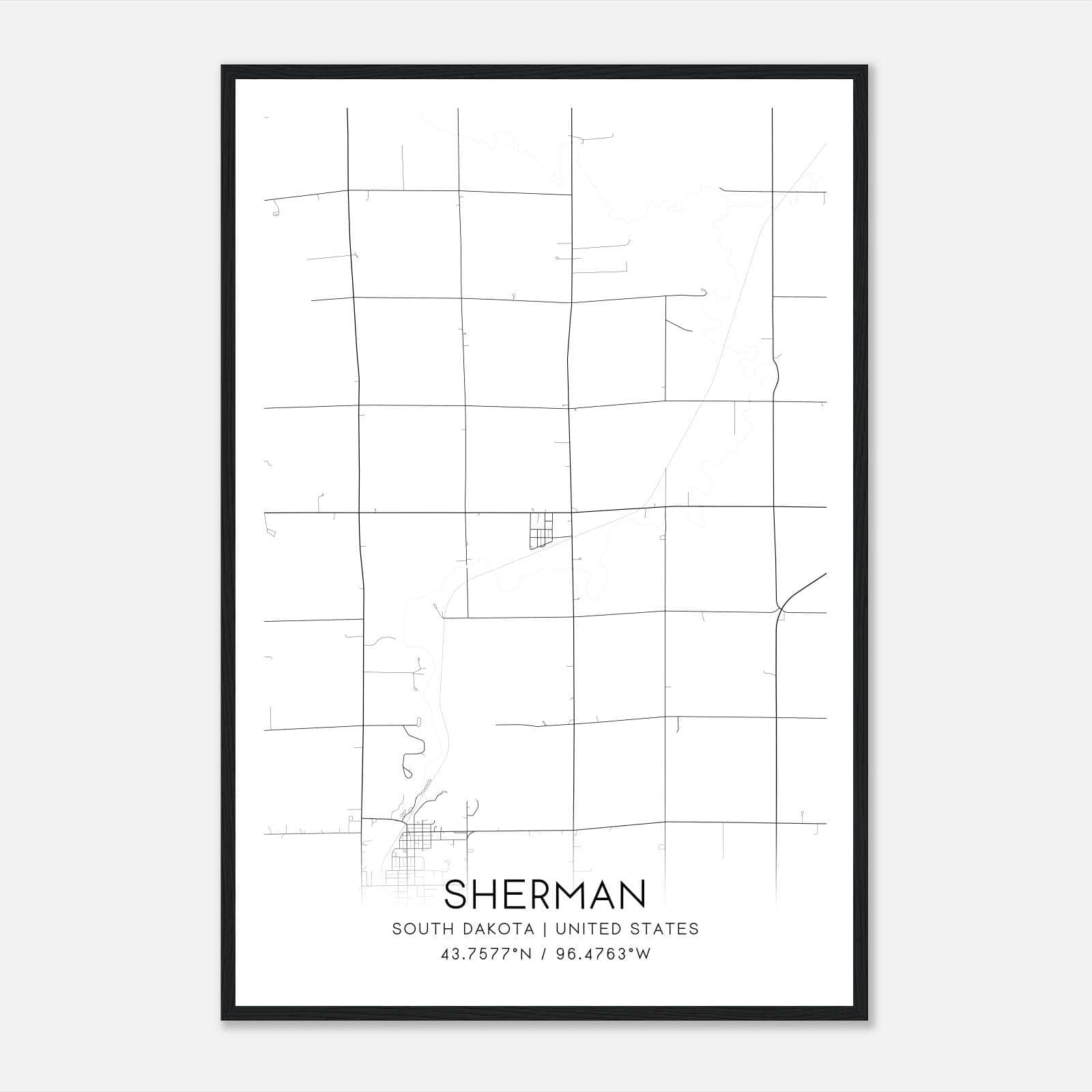 Sherman South Dakota Map Poster, Modern Home Decor Wall Art Print Sherman South Dakota Map Poster, Modern Home Decor Wall Art Print