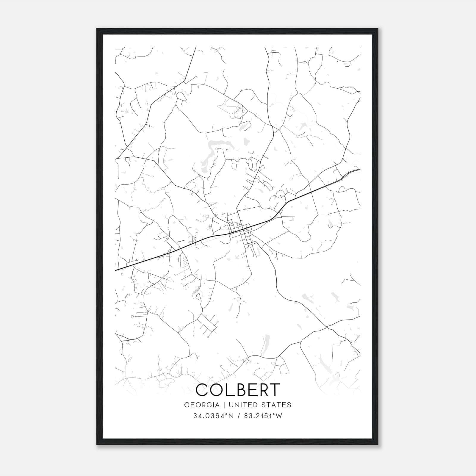 Colbert Georgia Map Poster, Modern Home Decor Wall Art Print Colbert Georgia Map Poster, Modern Home Decor Wall Art Print