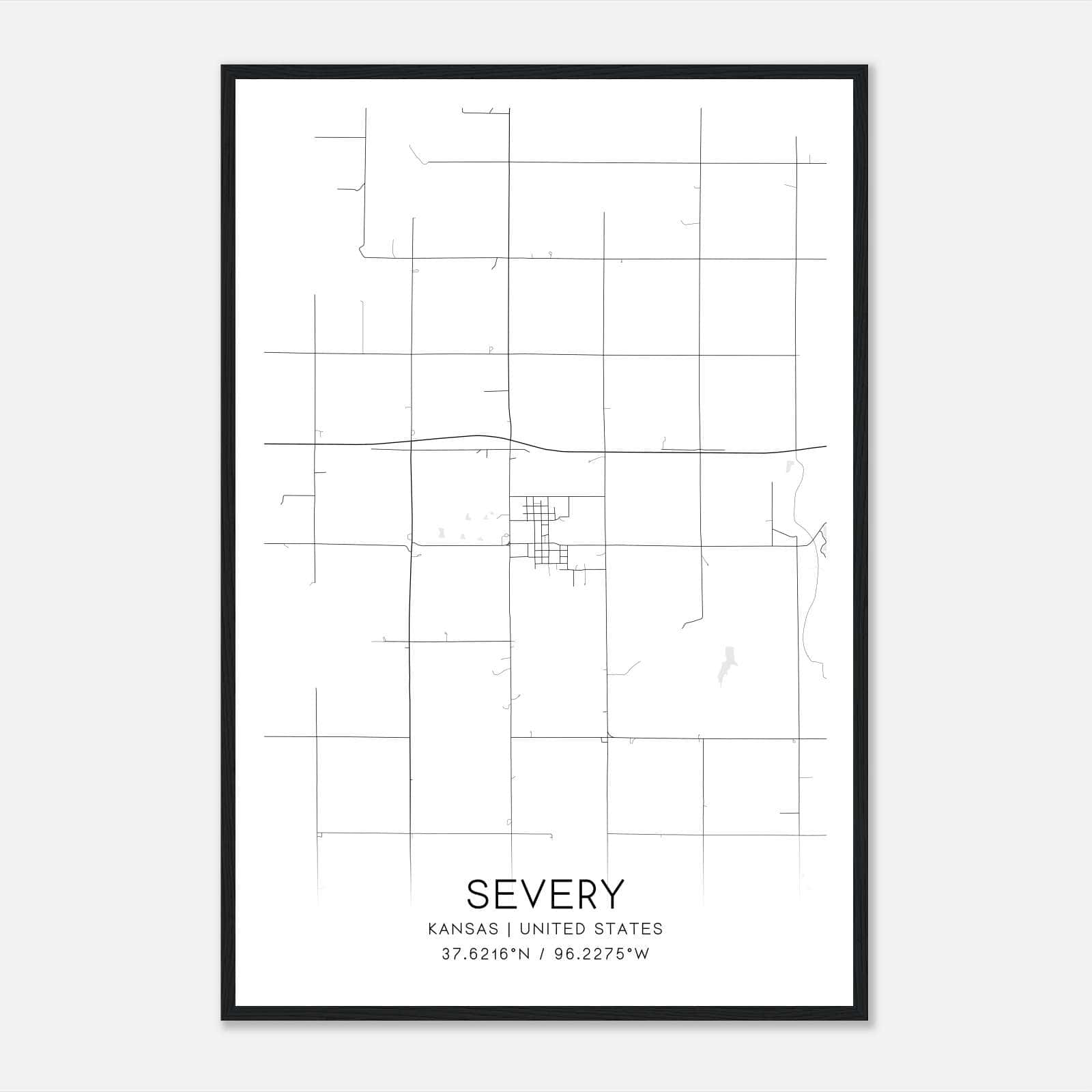 Severy Kansas Map Poster, Modern Home Decor Wall Art Print Severy Kansas Map Poster, Modern Home Decor Wall Art Print