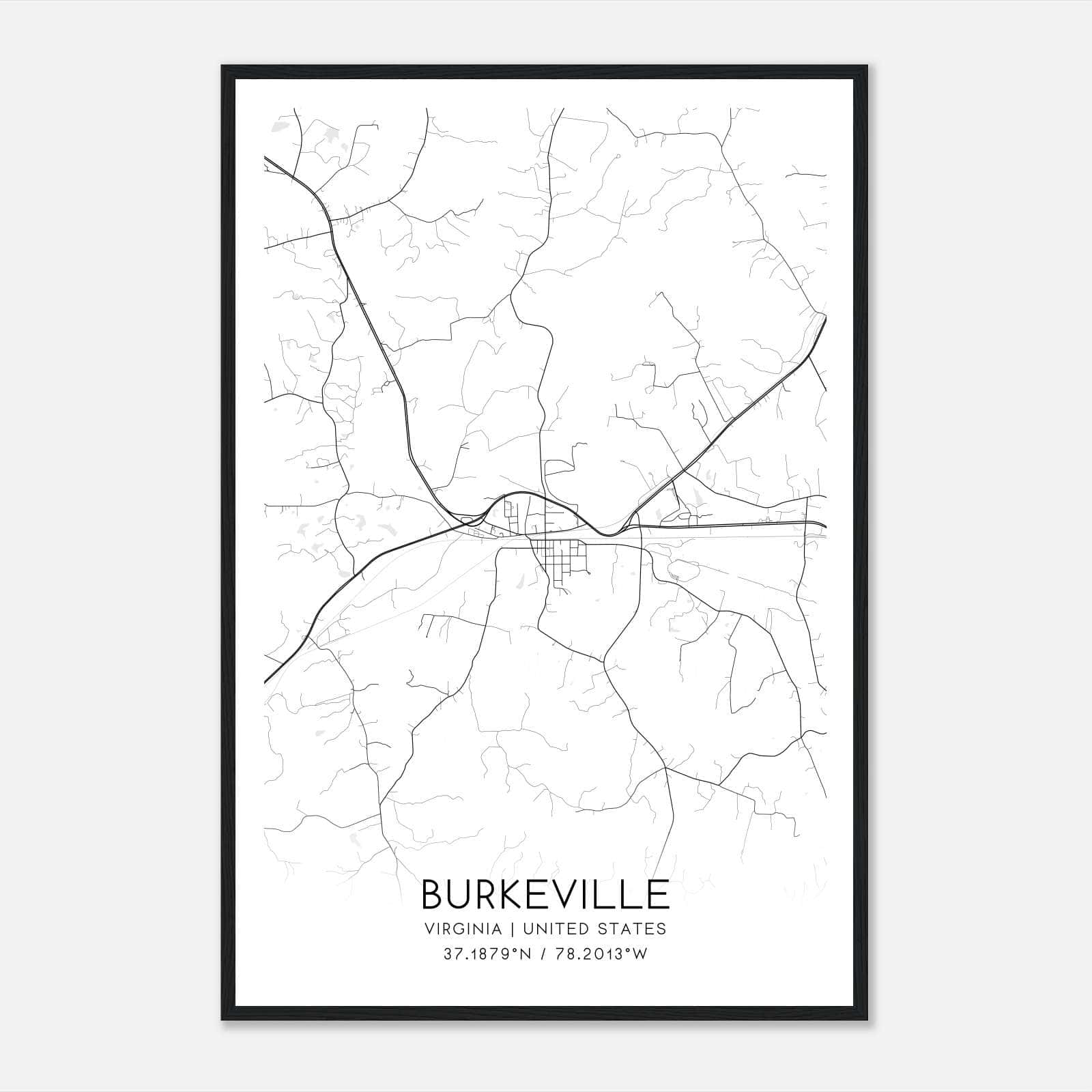 Burkeville Virginia Map Poster, Modern Home Decor Wall Art Print Burkeville Virginia Map Poster, Modern Home Decor Wall Art Print