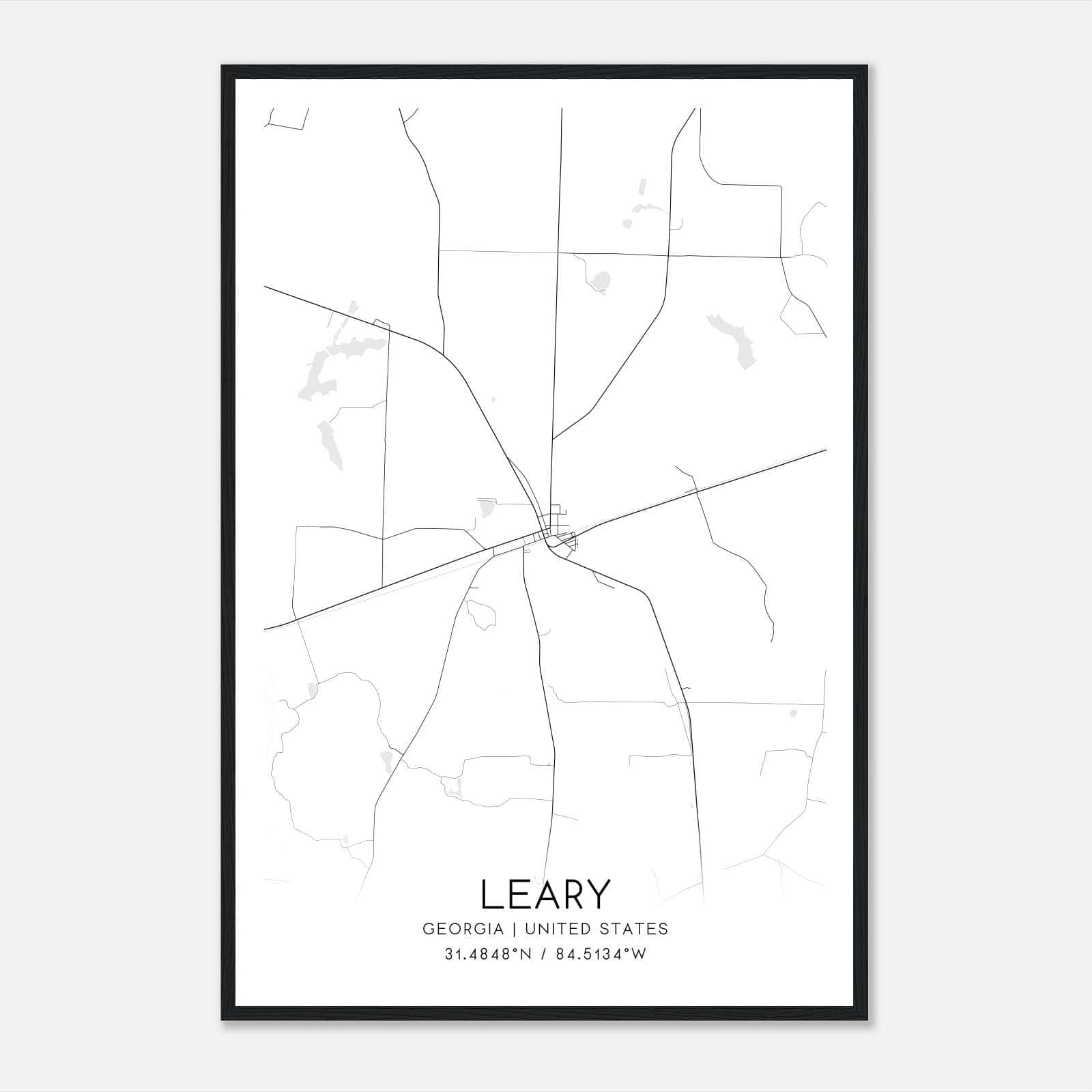 Leary Georgia Map Poster, Modern Home Decor Wall Art Print Leary Georgia Map Poster, Modern Home Decor Wall Art Print