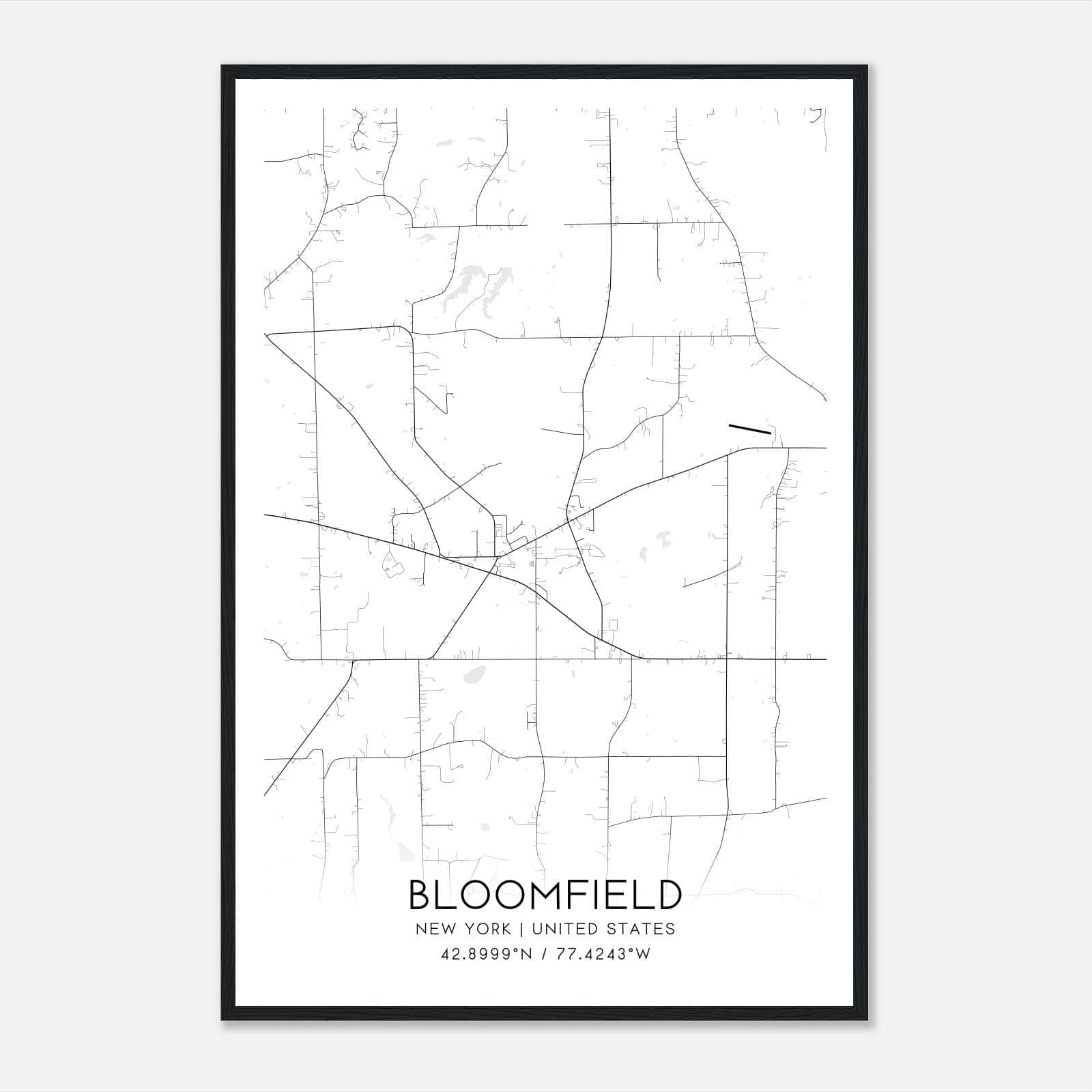 Bloomfield New York Map Poster, Modern Home Decor Wall Art Print Bloomfield New York Map Poster, Modern Home Decor Wall Art Print