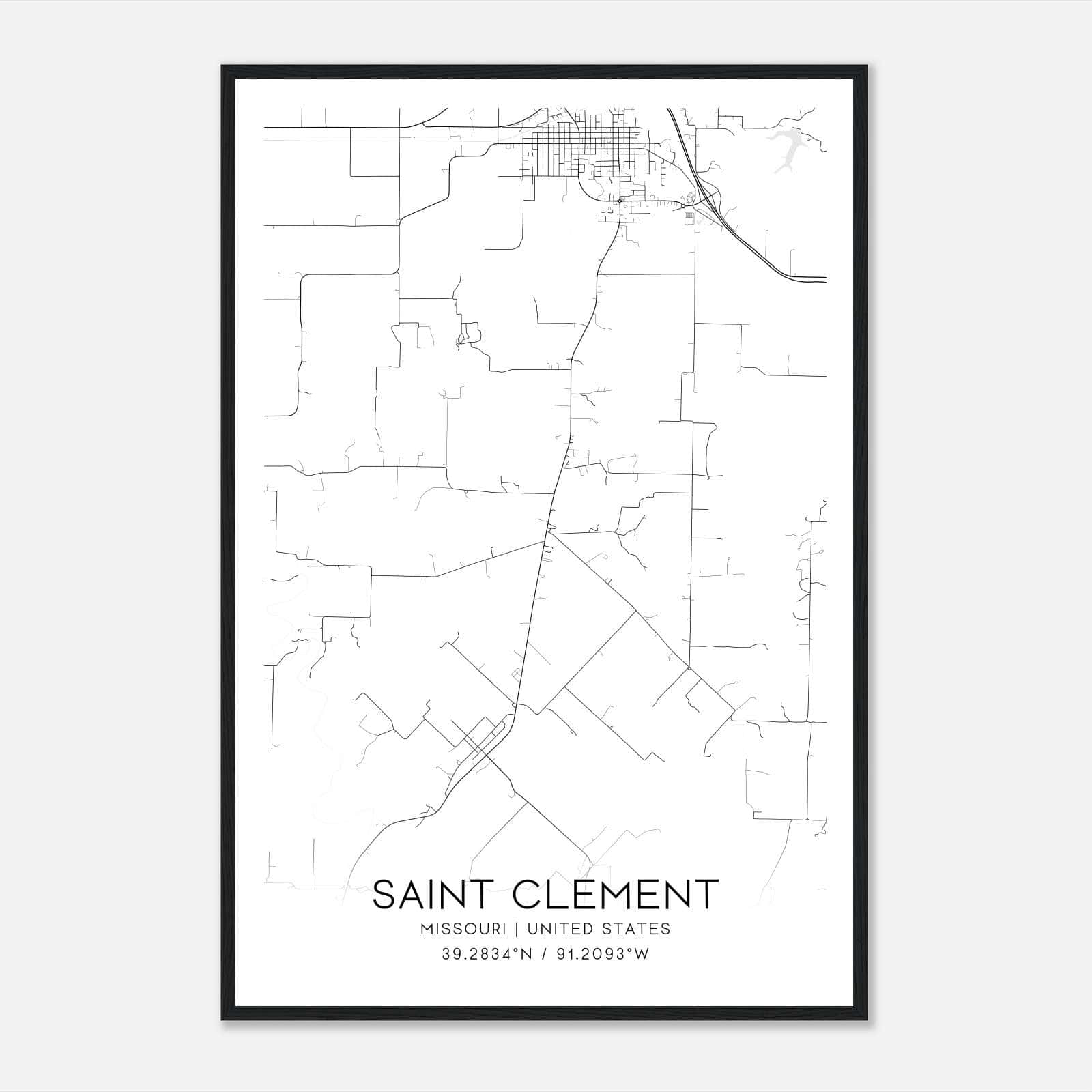 Saint Clement Missouri Map Poster, Modern Home Decor Wall Art Print Saint Clement Missouri Map Poster, Modern Home Decor Wall Art Print