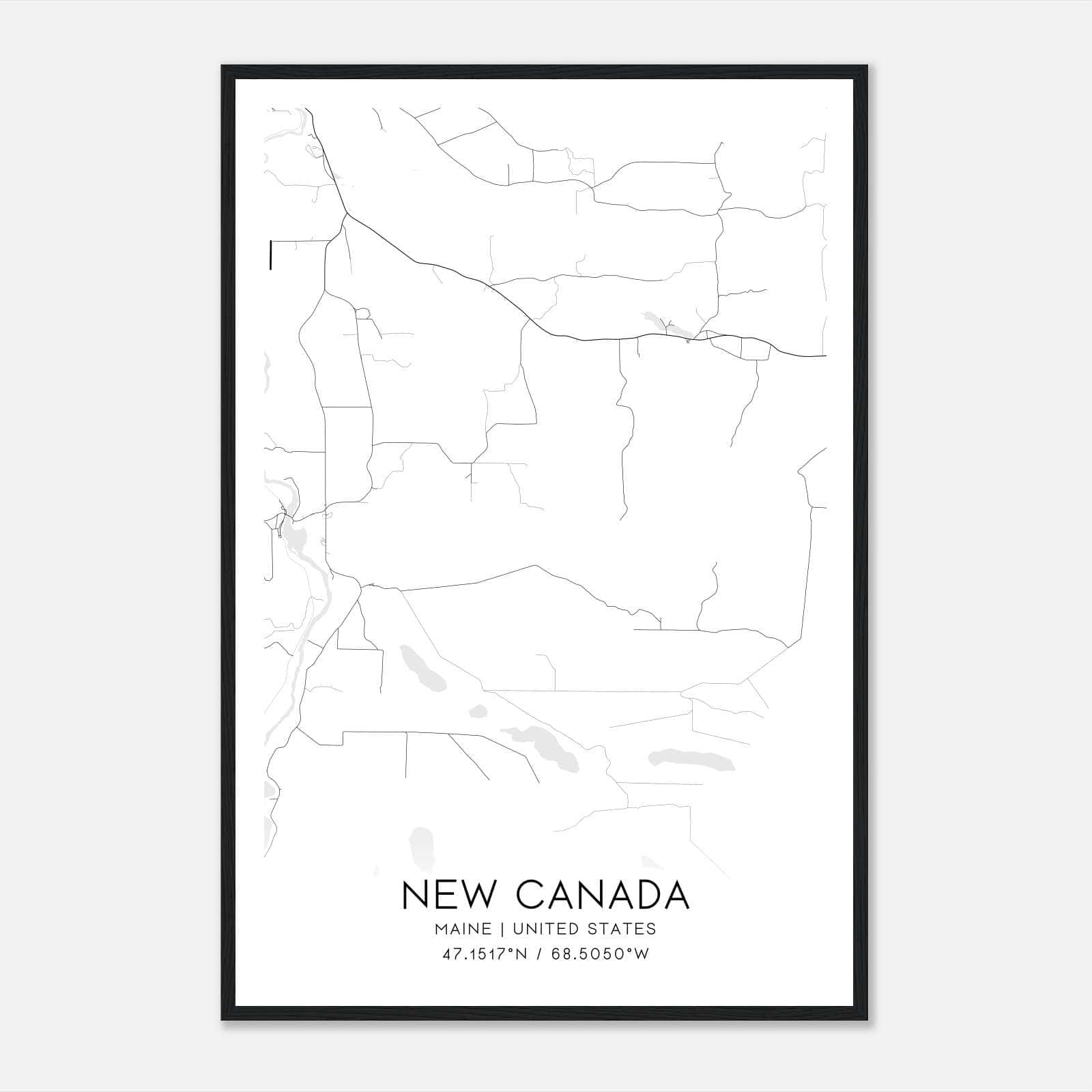 New Canada Maine Map Poster, Modern Home Decor Wall Art Print New Canada Maine Map Poster, Modern Home Decor Wall Art Print