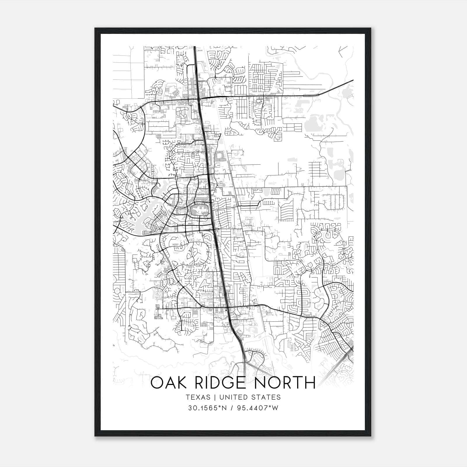 Oak Ridge North Texas Map Poster, Modern Home Decor Wall Art Print Oak Ridge North Texas Map Poster, Modern Home Decor Wall Art Print