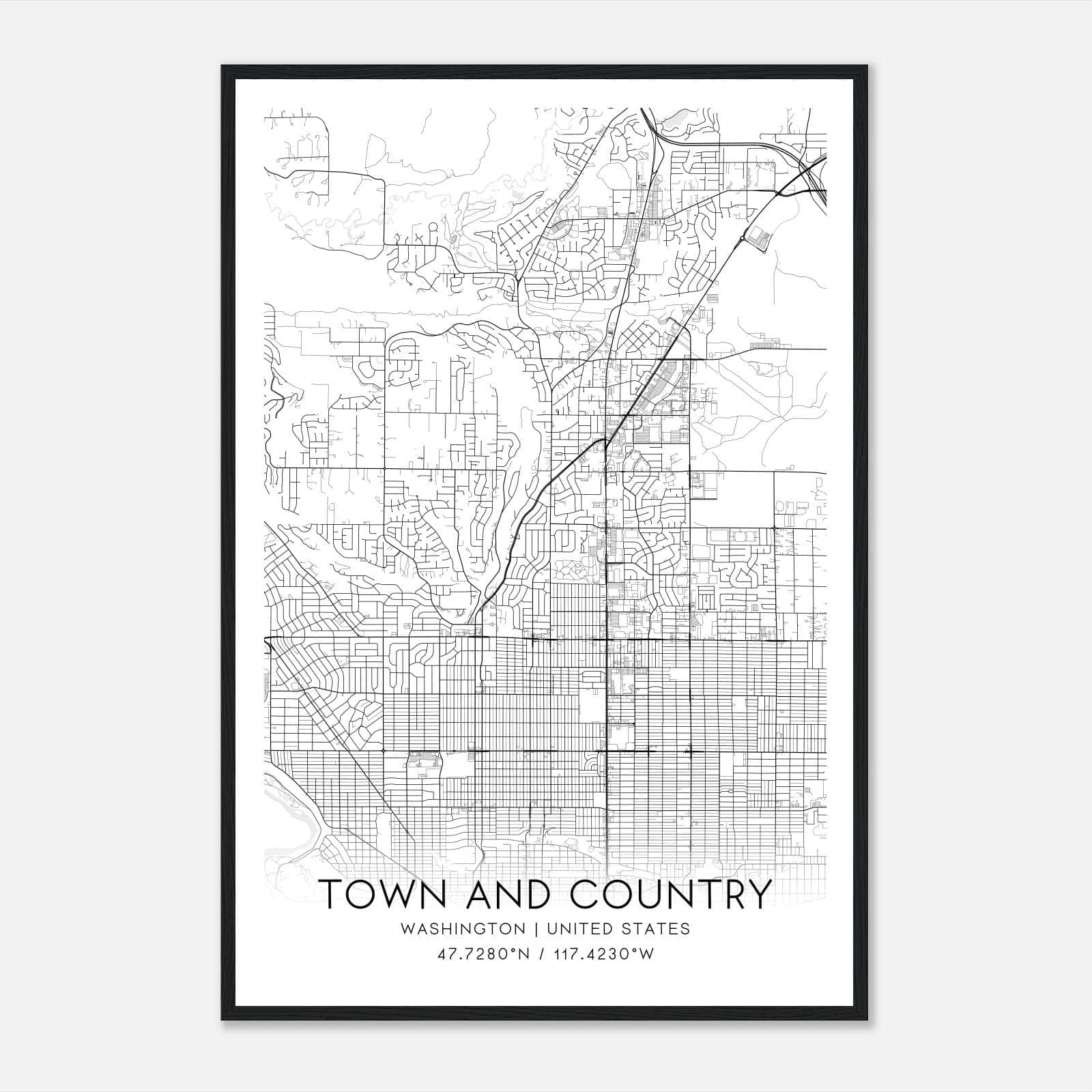 Town And Country Washington Map Poster, Modern Home Decor Wall Art Print Town And Country Washington Map Poster, Modern Home Decor Wall Art Print