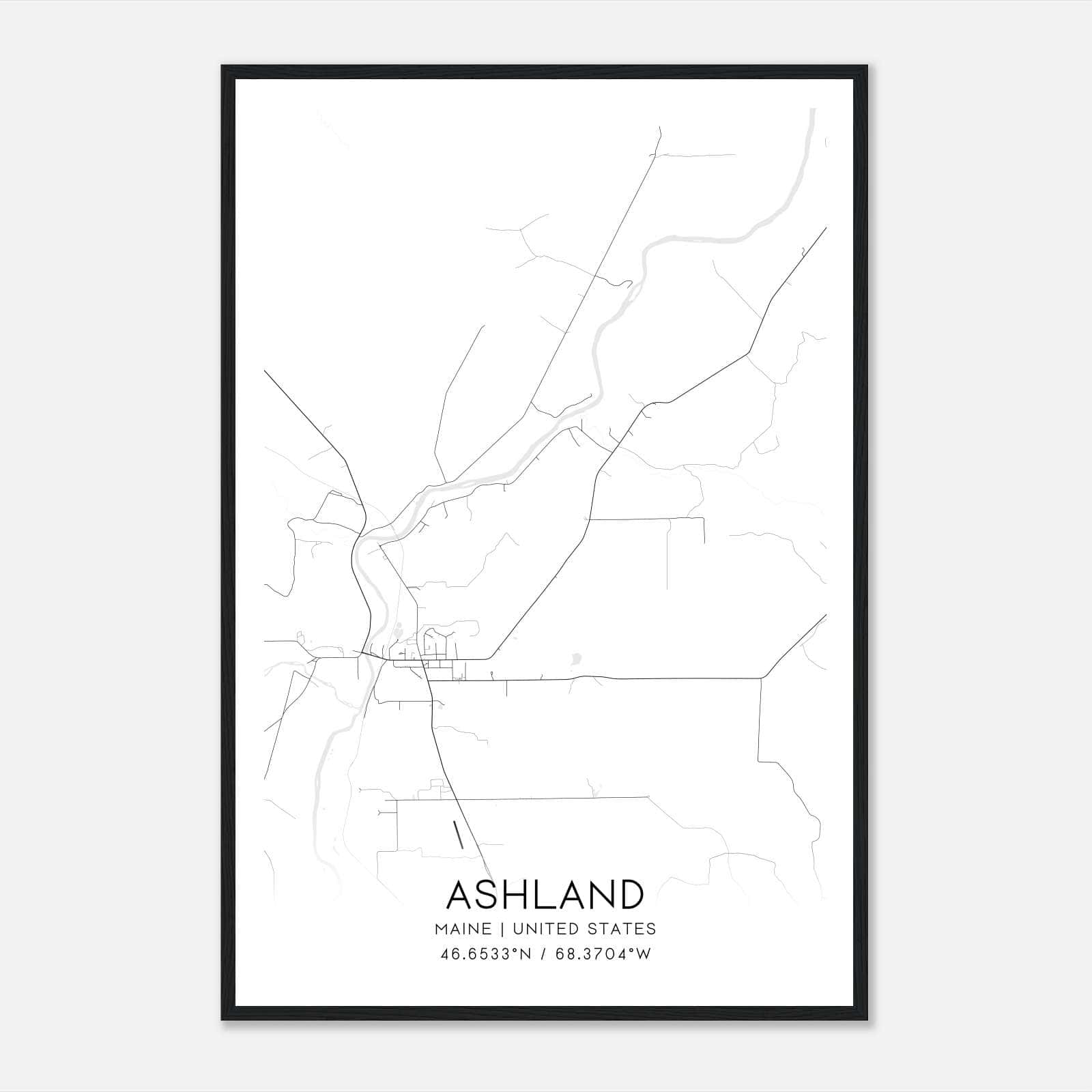 Ashland Maine Map Poster, Modern Home Decor Wall Art Print Ashland Maine Map Poster, Modern Home Decor Wall Art Print