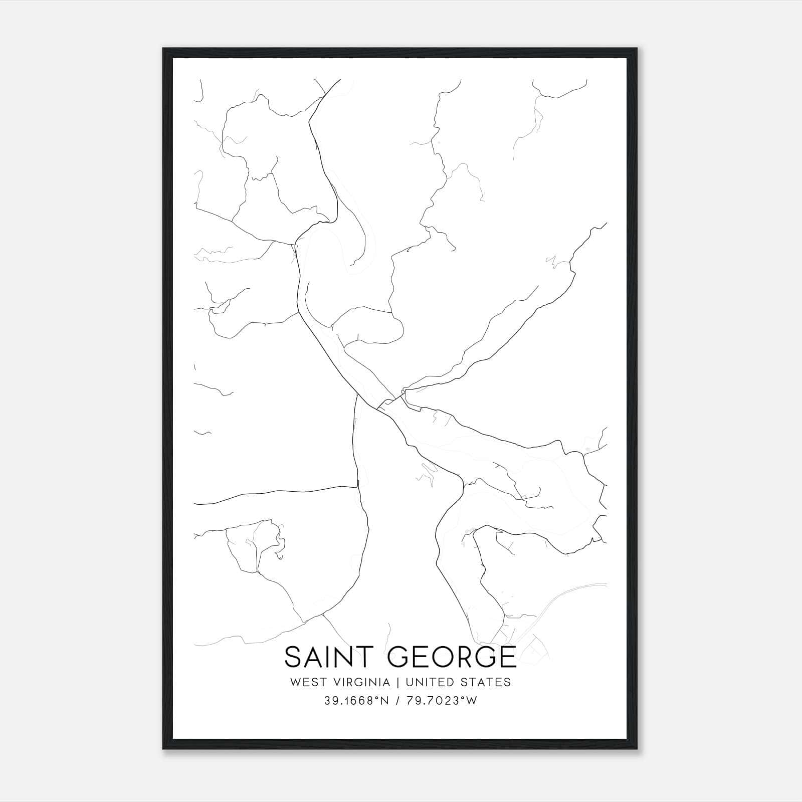 Saint George West Virginia Map Poster, Modern Home Decor Wall Art Print Saint George West Virginia Map Poster, Modern Home Decor Wall Art Print