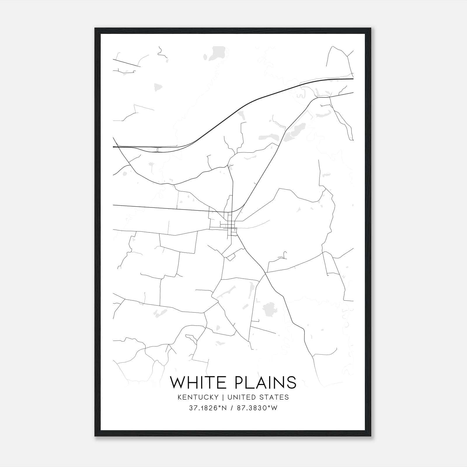 White Plains Kentucky Map Poster, Modern Home Decor Wall Art Print White Plains Kentucky Map Poster, Modern Home Decor Wall Art Print