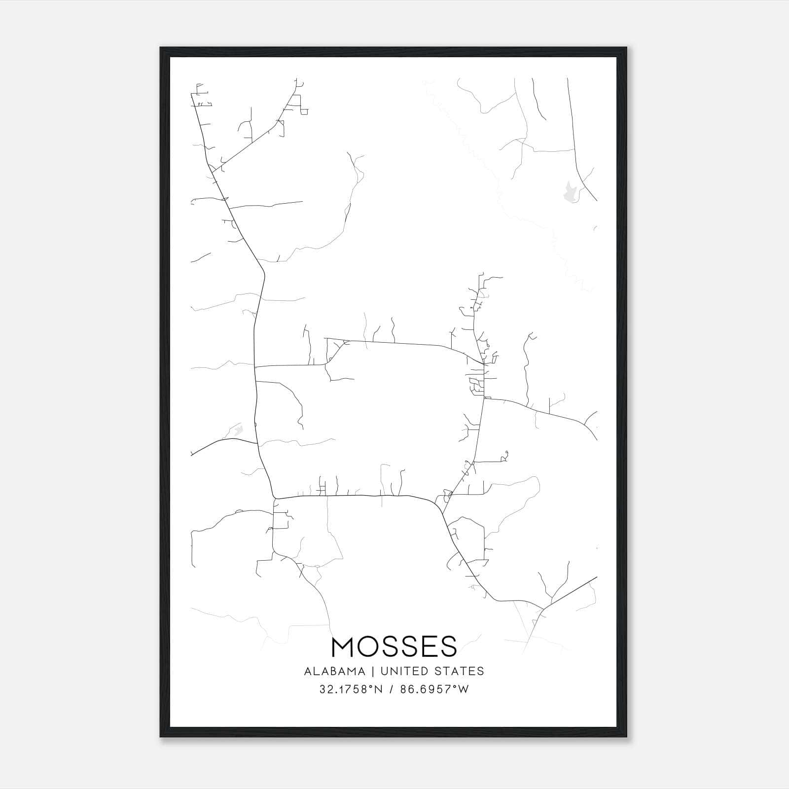 Mosses Alabama Map Poster, Modern Home Decor Wall Art Print Mosses Alabama Map Poster, Modern Home Decor Wall Art Print