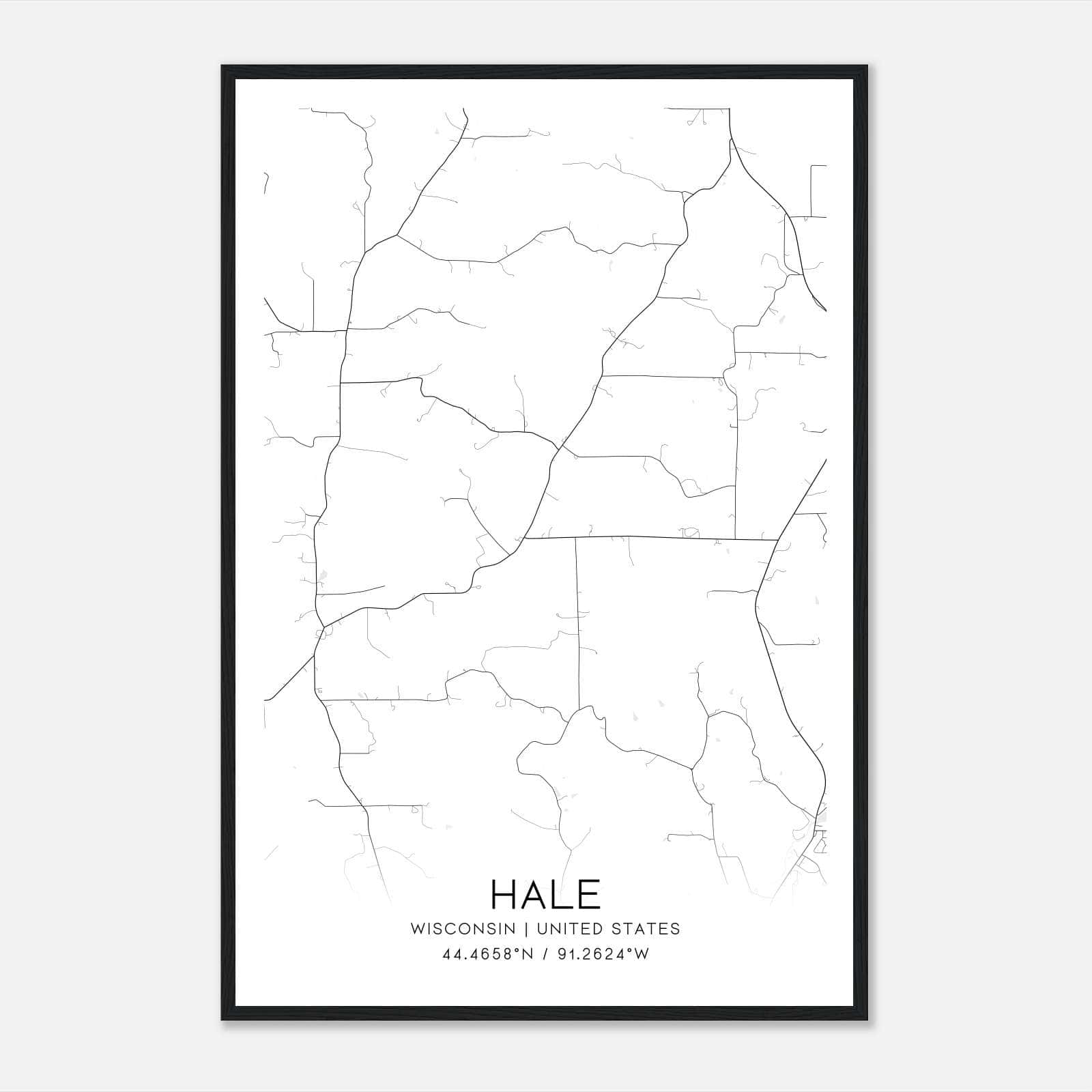 Hale Wisconsin Map Poster, Modern Home Decor Wall Art Print Hale Wisconsin Map Poster, Modern Home Decor Wall Art Print
