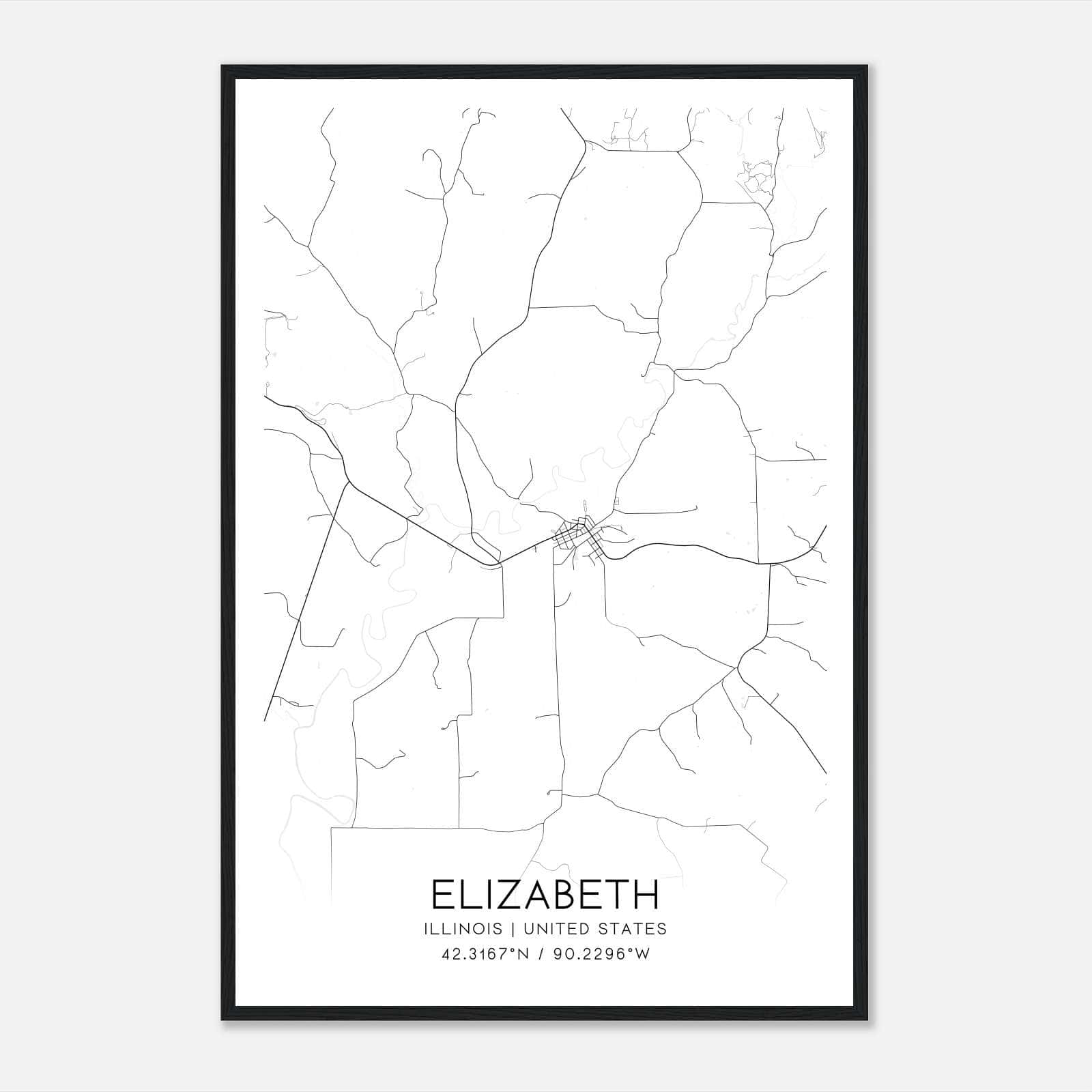Elizabeth Illinois Map Poster, Modern Home Decor Wall Art Print Elizabeth Illinois Map Poster, Modern Home Decor Wall Art Print