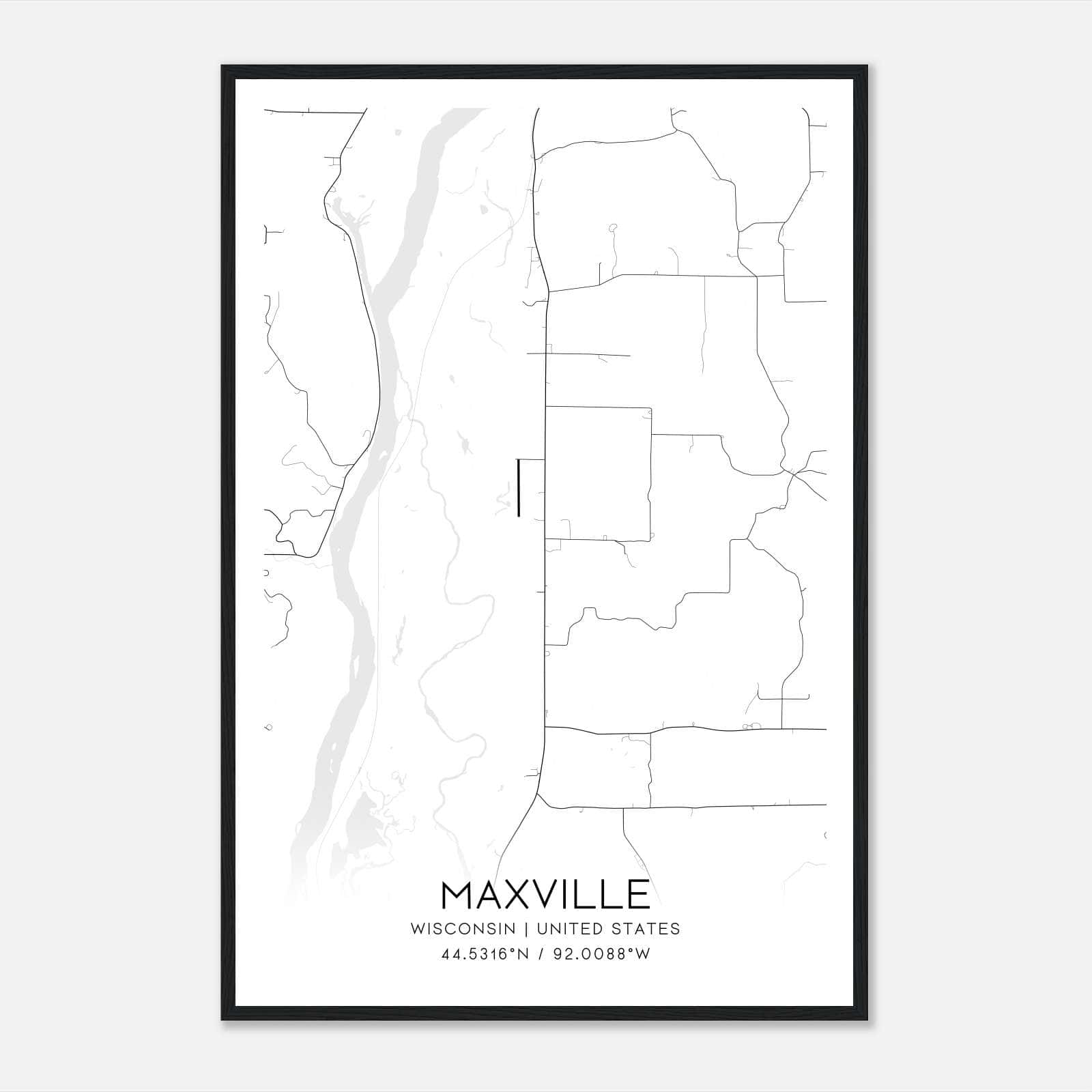 Maxville Wisconsin Map Poster, Modern Home Decor Wall Art Print Maxville Wisconsin Map Poster, Modern Home Decor Wall Art Print