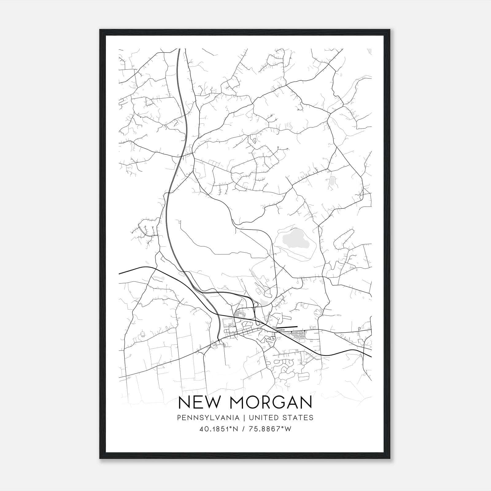 New Morgan Pennsylvania Map Poster, Modern Home Decor Wall Art Print New Morgan Pennsylvania Map Poster, Modern Home Decor Wall Art Print