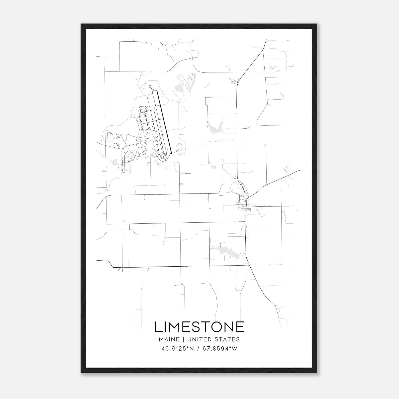 Limestone Maine Map Poster, Modern Home Decor Wall Art Print Limestone Maine Map Poster, Modern Home Decor Wall Art Print