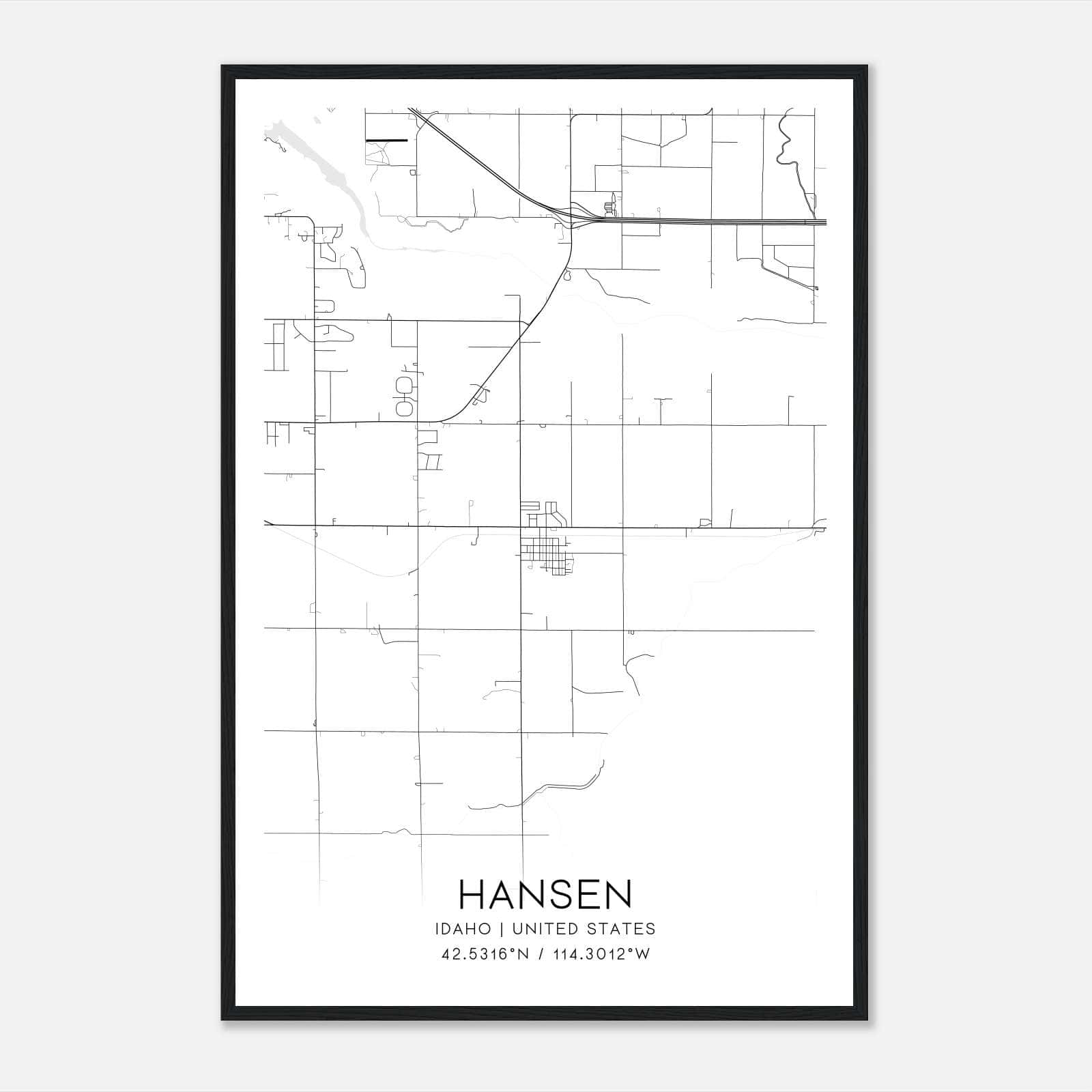 Hansen Idaho Map Poster, Modern Home Decor Wall Art Print Hansen Idaho Map Poster, Modern Home Decor Wall Art Print