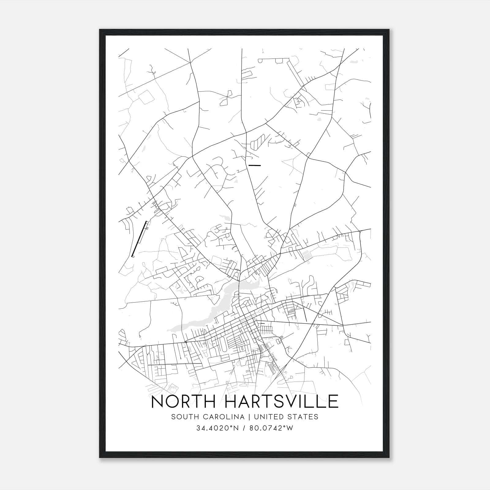 North Hartsville South Carolina Map Poster, Modern Home Decor Wall Art Print North Hartsville South Carolina Map Poster, Modern Home Decor Wall Art Print