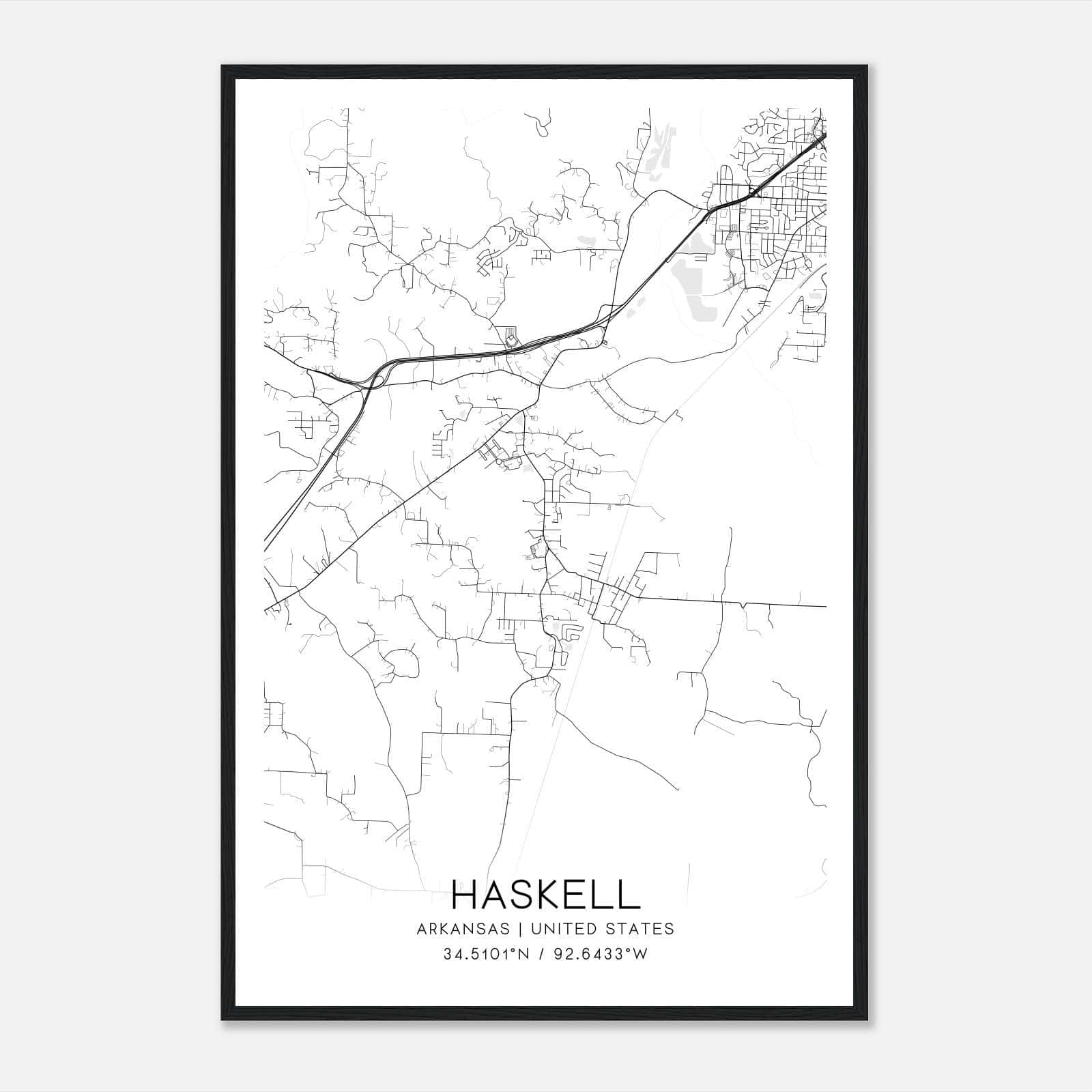 Haskell Arkansas Map Poster, Modern Home Decor Wall Art Print Haskell Arkansas Map Poster, Modern Home Decor Wall Art Print