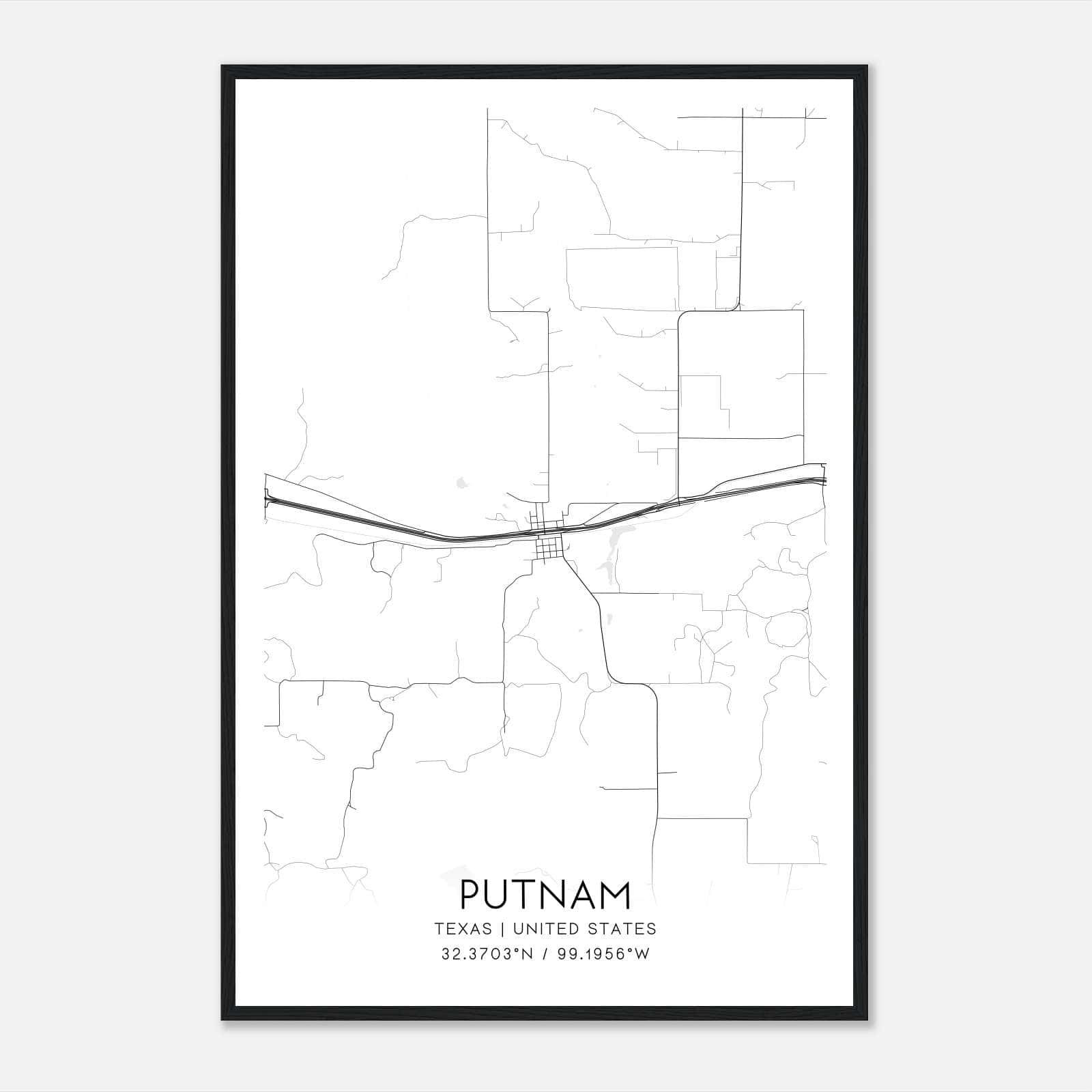 Putnam Texas Map Poster, Modern Home Decor Wall Art Print Putnam Texas Map Poster, Modern Home Decor Wall Art Print