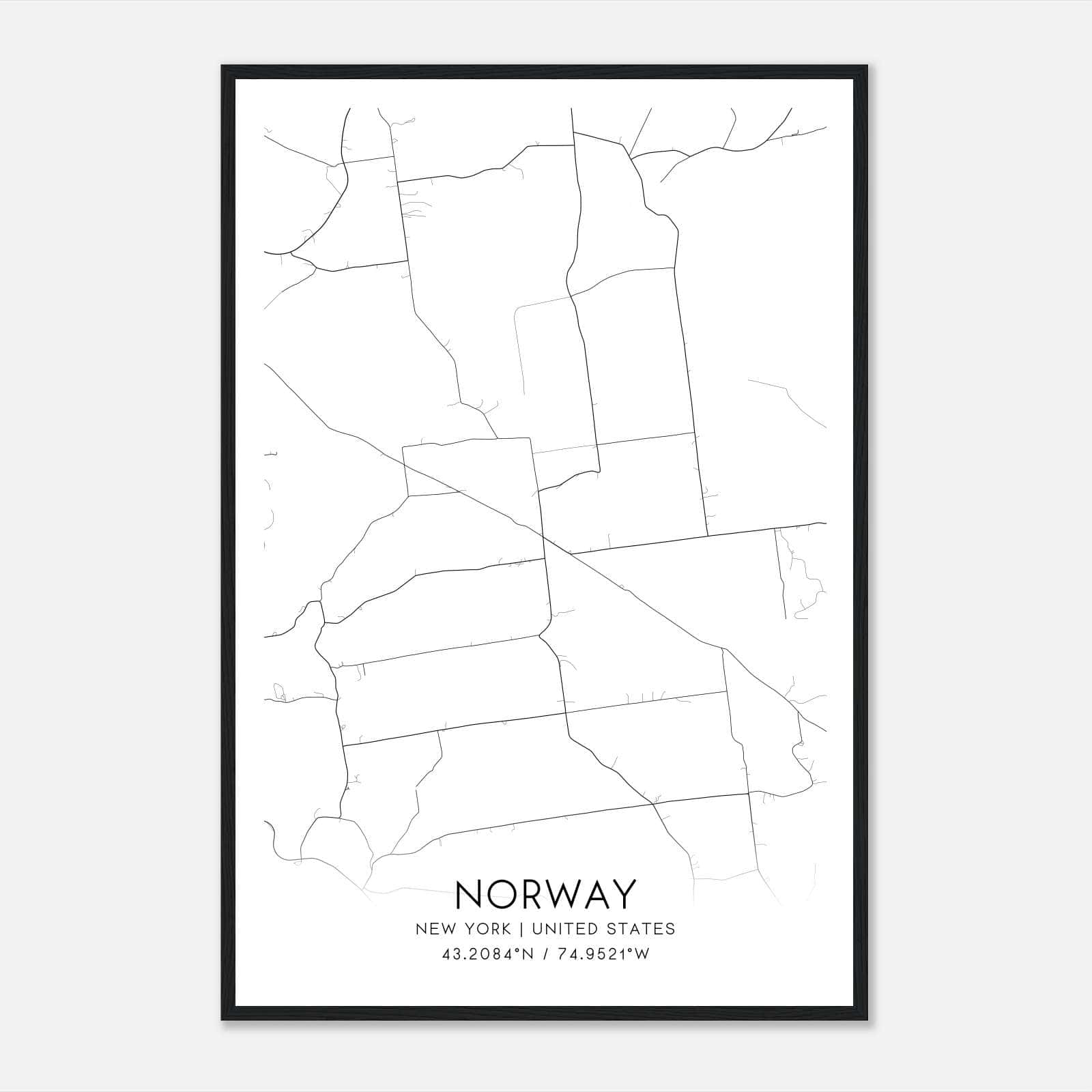Norway New York Map Poster, Modern Home Decor Wall Art Print Norway New York Map Poster, Modern Home Decor Wall Art Print