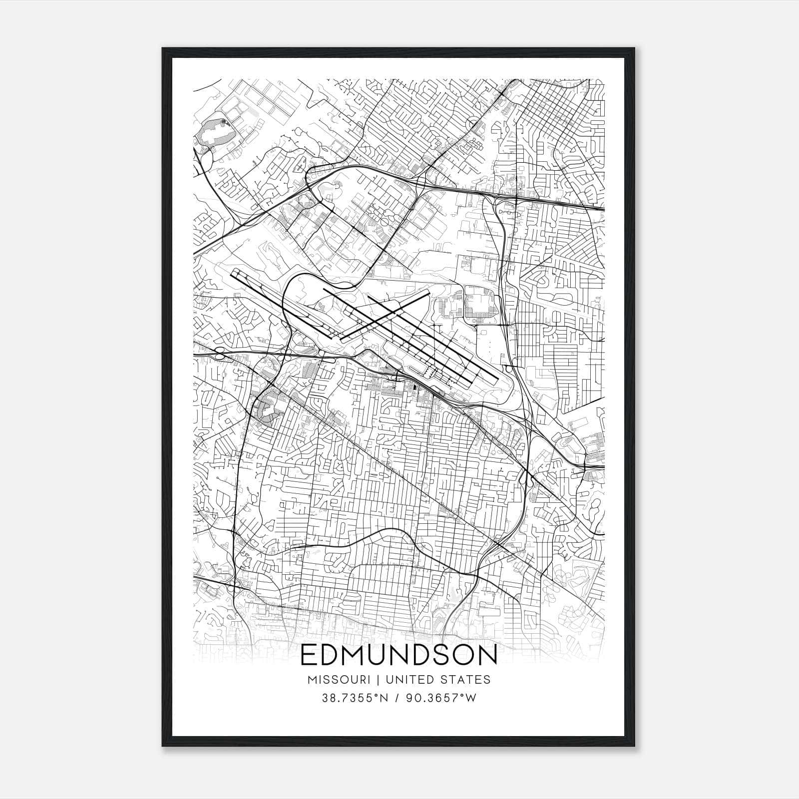 Edmundson Missouri Map Poster, Modern Home Decor Wall Art Print Edmundson Missouri Map Poster, Modern Home Decor Wall Art Print