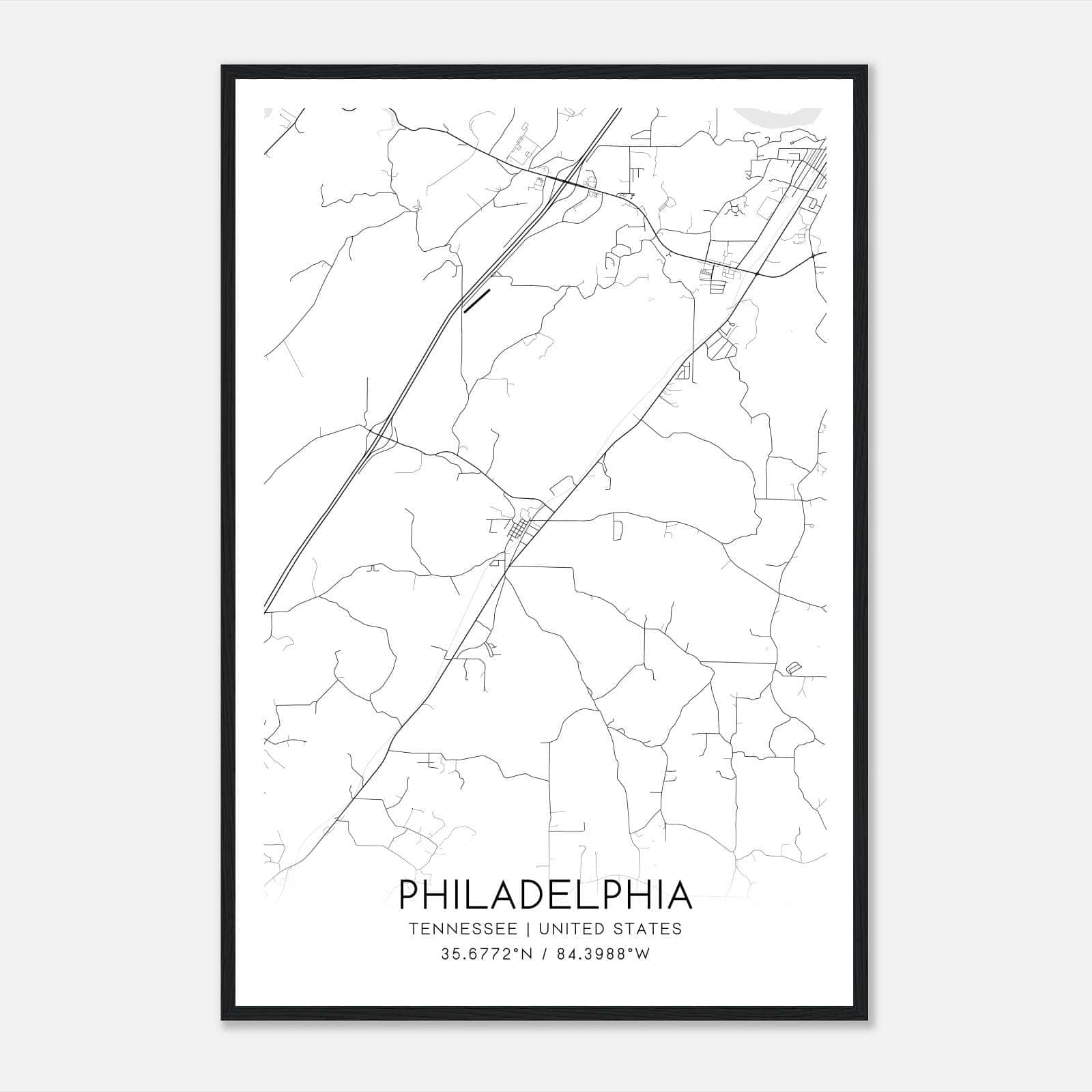 Philadelphia Tennessee Map Poster, Modern Home Decor Wall Art Print Philadelphia Tennessee Map Poster, Modern Home Decor Wall Art Print