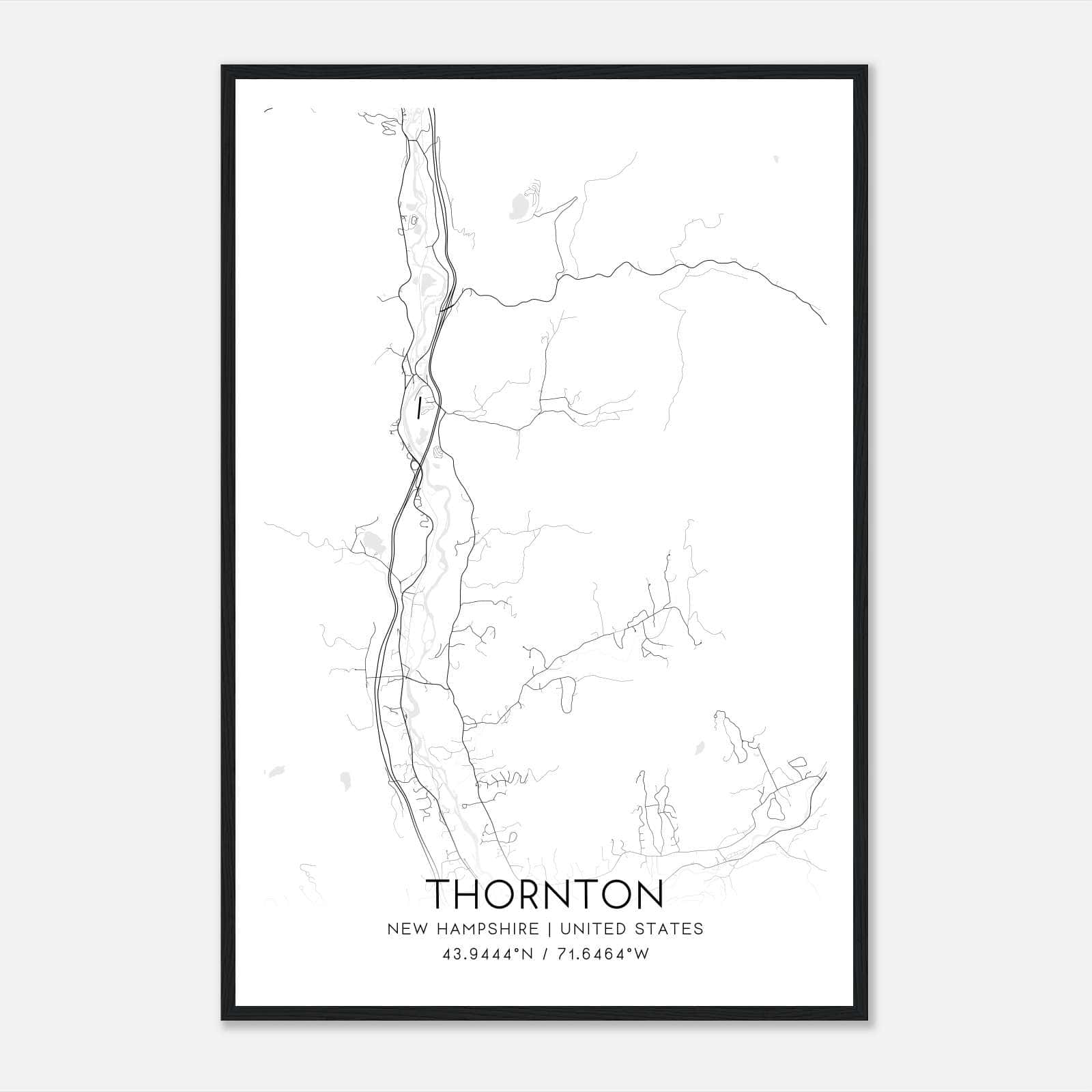 Thornton New Hampshire Map Poster, Modern Home Decor Wall Art Print Thornton New Hampshire Map Poster, Modern Home Decor Wall Art Print