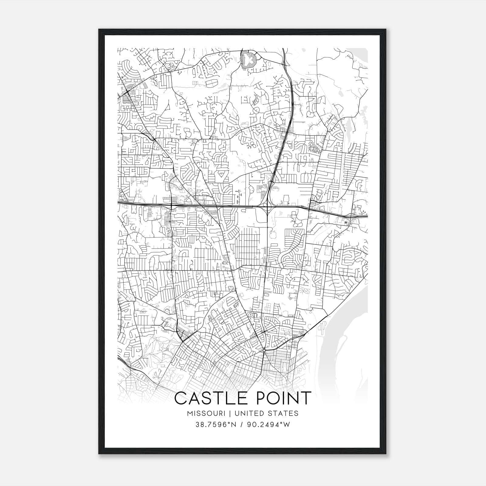 Castle Point Missouri Map Poster, Modern Home Decor Wall Art Print Castle Point Missouri Map Poster, Modern Home Decor Wall Art Print