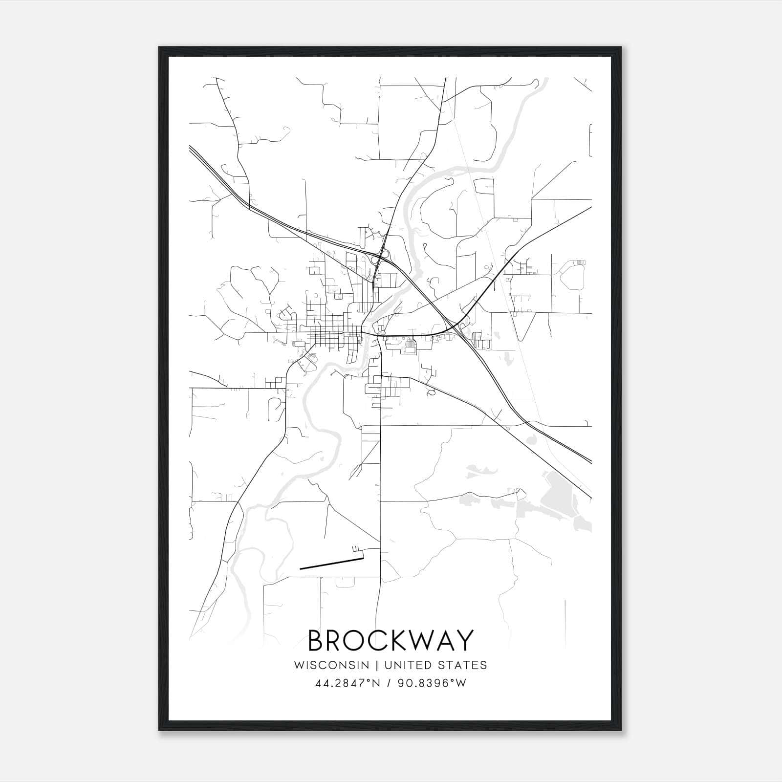 Brockway Wisconsin Map Poster, Modern Home Decor Wall Art Print Brockway Wisconsin Map Poster, Modern Home Decor Wall Art Print