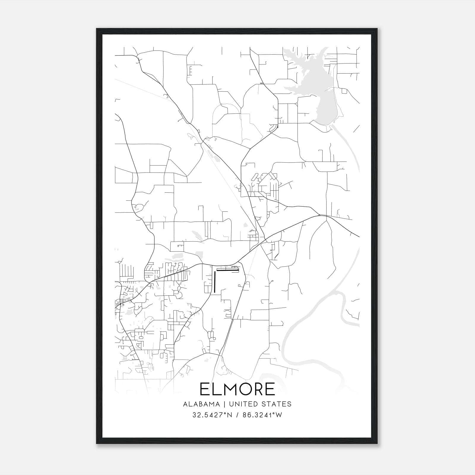 Elmore Alabama Map Poster, Modern Home Decor Wall Art Print Elmore Alabama Map Poster, Modern Home Decor Wall Art Print