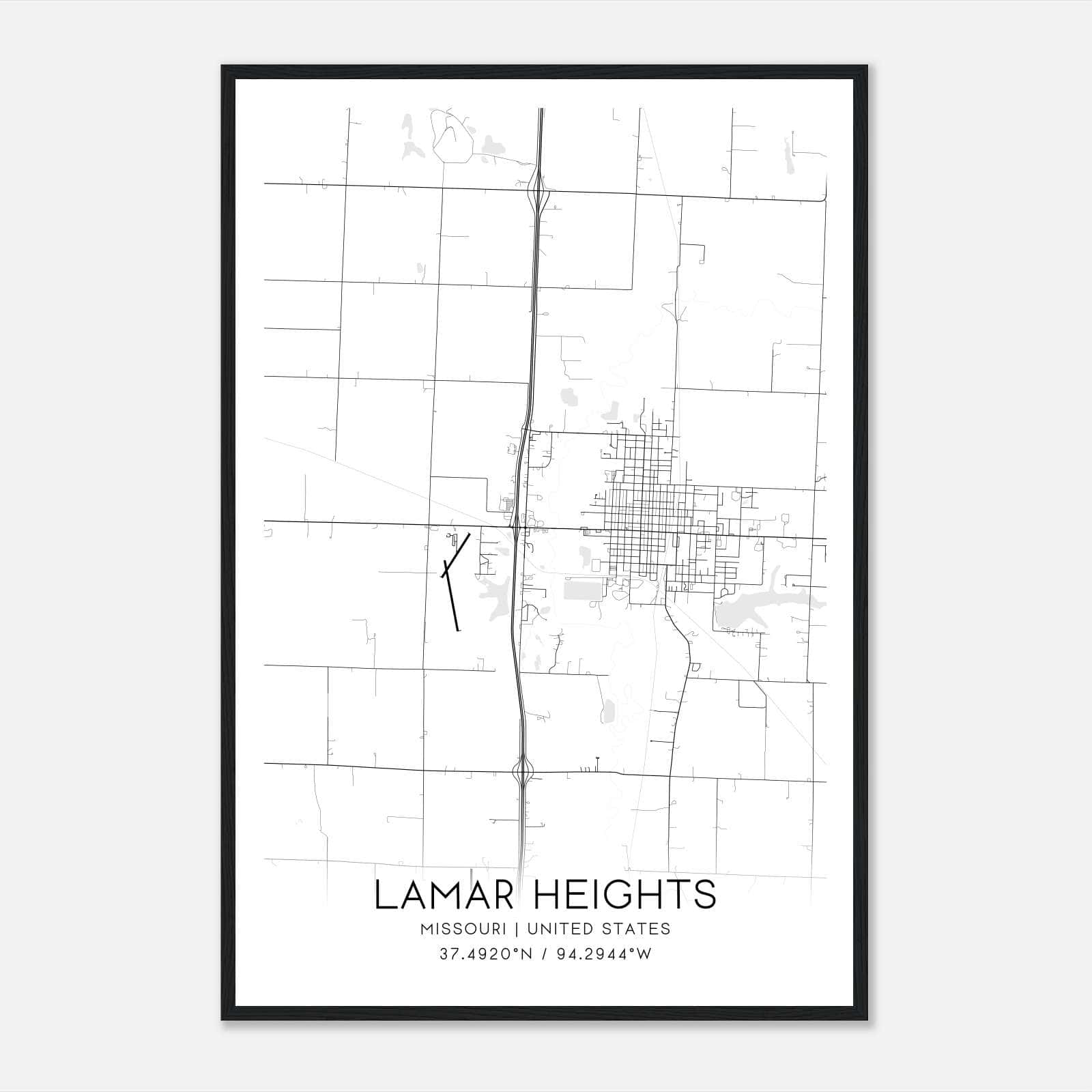 Lamar Heights Missouri Map Poster, Modern Home Decor Wall Art Print Lamar Heights Missouri Map Poster, Modern Home Decor Wall Art Print