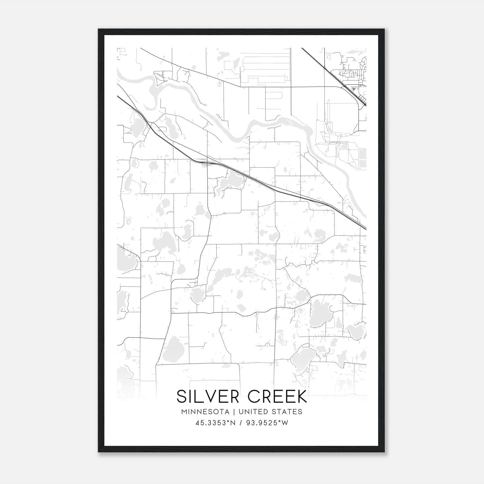 Silver Creek Minnesota Map Poster, Modern Home Decor Wall Art Print Silver Creek Minnesota Map Poster, Modern Home Decor Wall Art Print