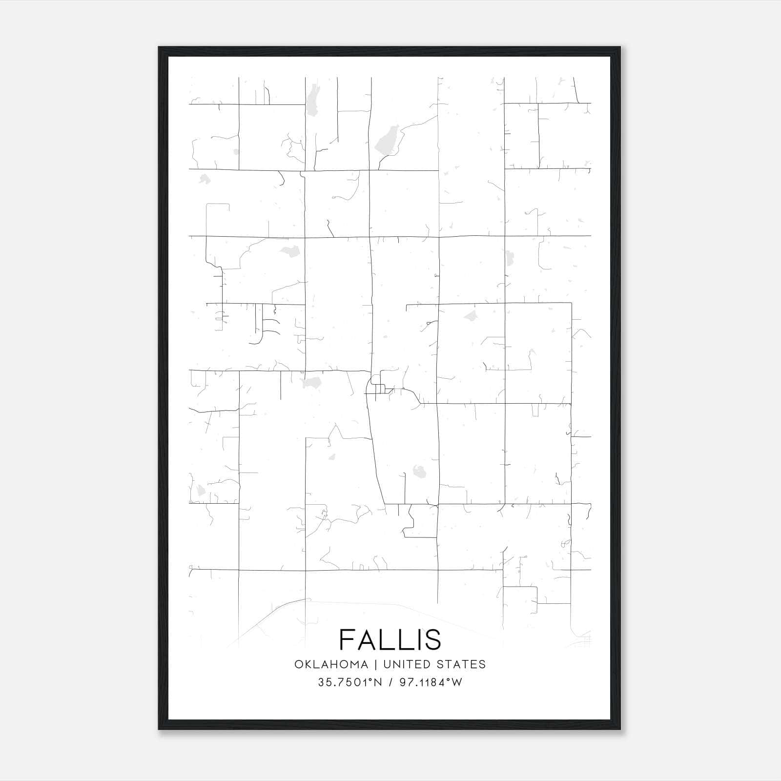 Fallis Oklahoma Map Poster, Modern Home Decor Wall Art Print Fallis Oklahoma Map Poster, Modern Home Decor Wall Art Print