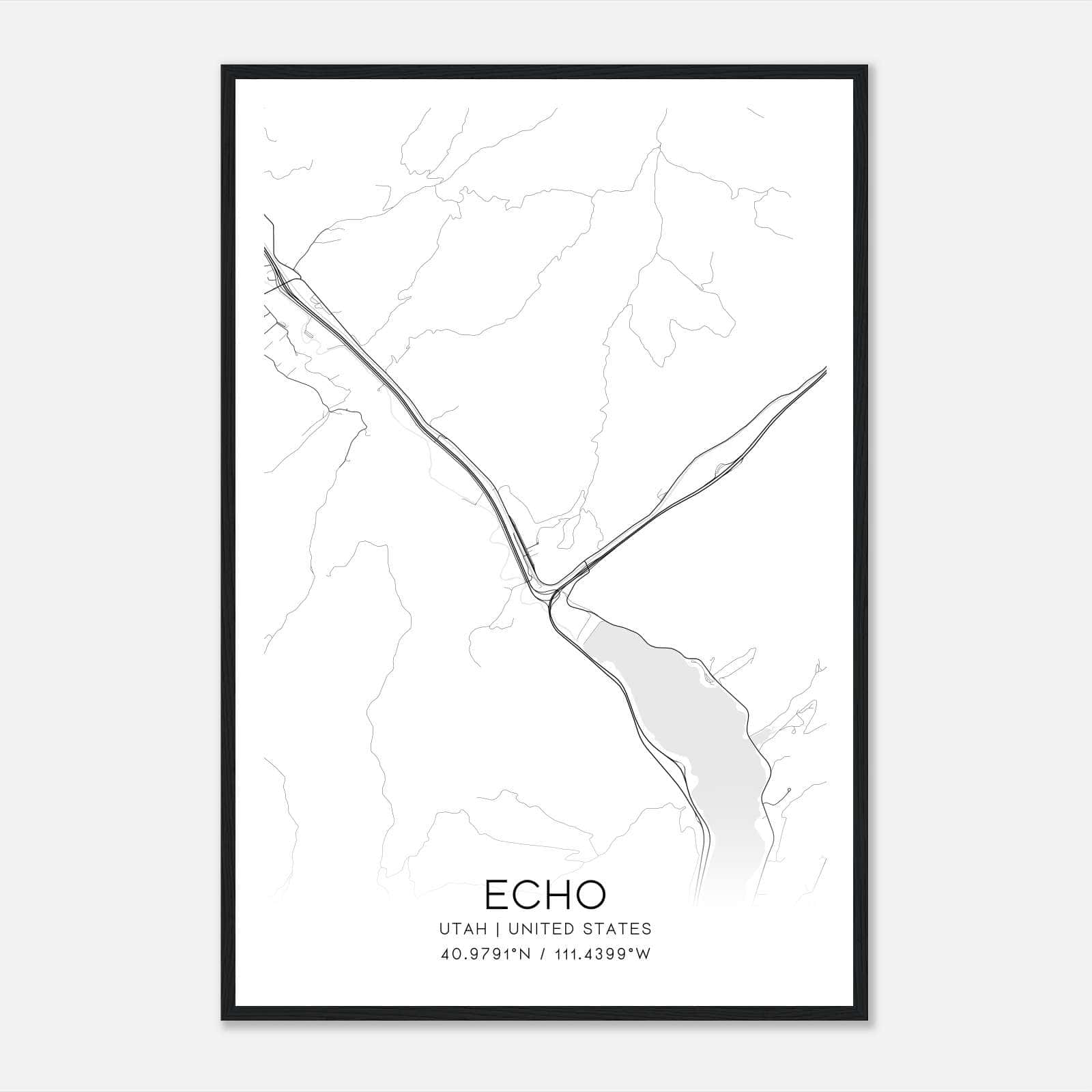 Echo Utah Map Poster, Modern Home Decor Wall Art Print Echo Utah Map Poster, Modern Home Decor Wall Art Print