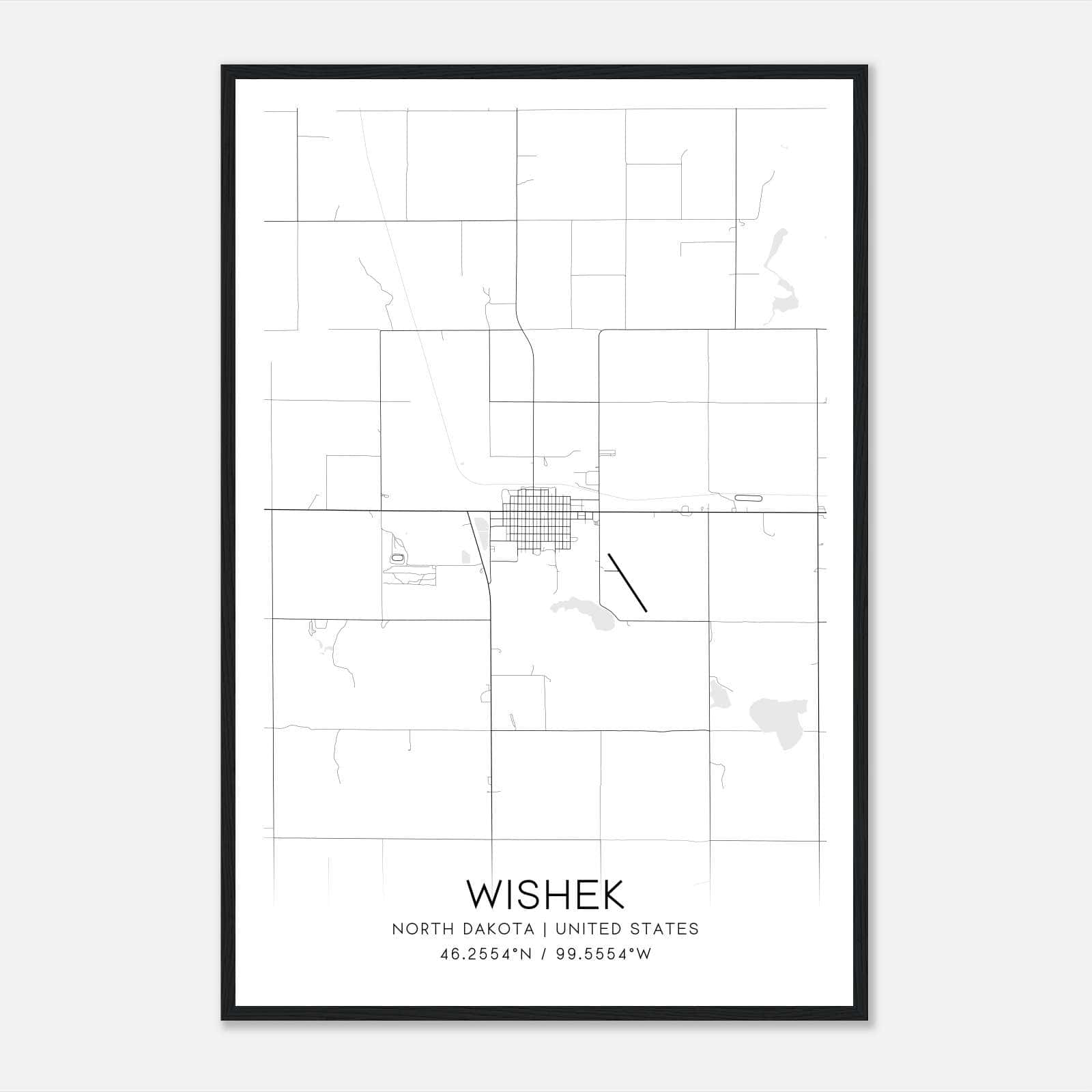 Wishek North Dakota Map Poster, Modern Home Decor Wall Art Print Wishek North Dakota Map Poster, Modern Home Decor Wall Art Print