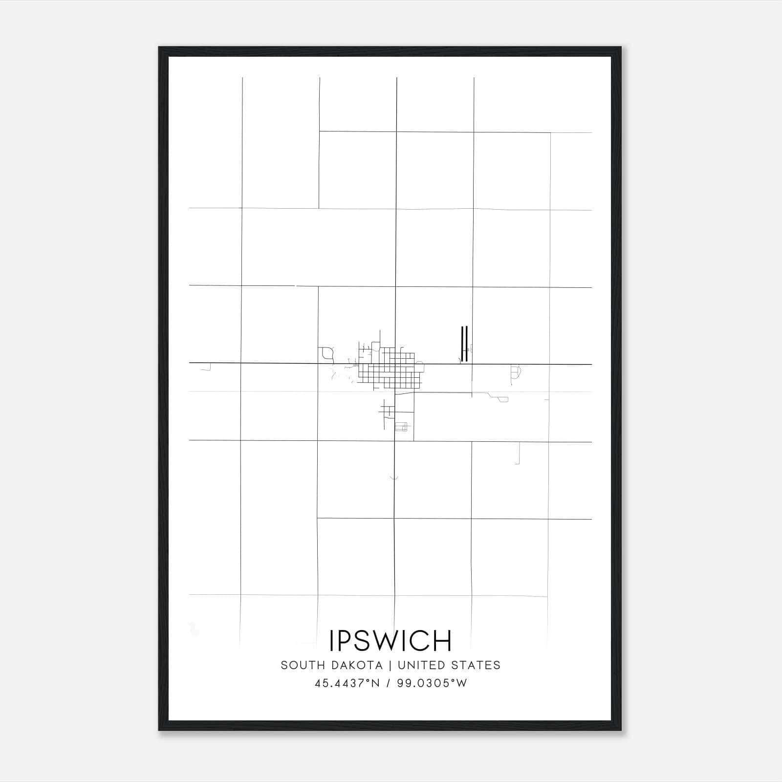 Ipswich South Dakota Map Poster, Modern Home Decor Wall Art Print Ipswich South Dakota Map Poster, Modern Home Decor Wall Art Print