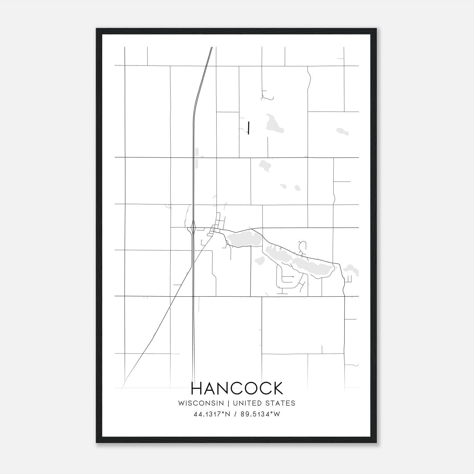 Hancock Wisconsin Map Poster, Modern Home Decor Wall Art Print Hancock Wisconsin Map Poster, Modern Home Decor Wall Art Print