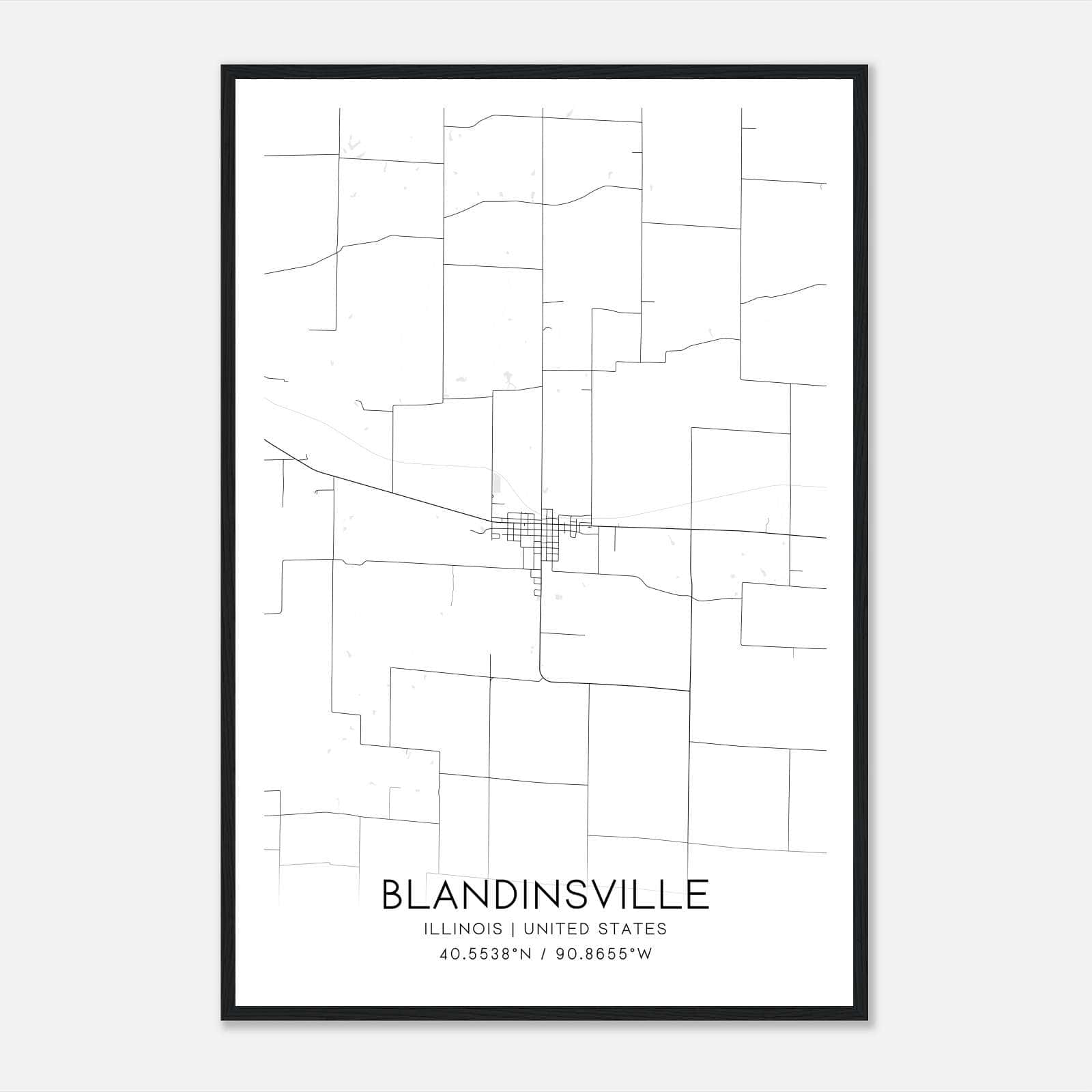 Blandinsville Illinois Map Poster, Modern Home Decor Wall Art Print Blandinsville Illinois Map Poster, Modern Home Decor Wall Art Print