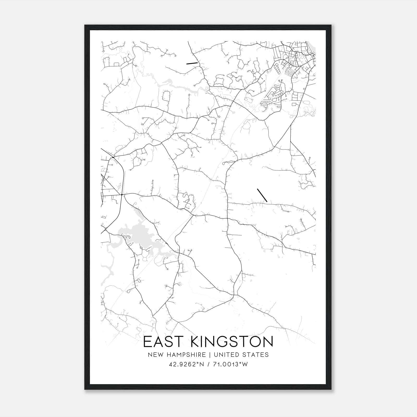 East Kingston New Hampshire Map Poster, Modern Home Decor Wall Art Print East Kingston New Hampshire Map Poster, Modern Home Decor Wall Art Print