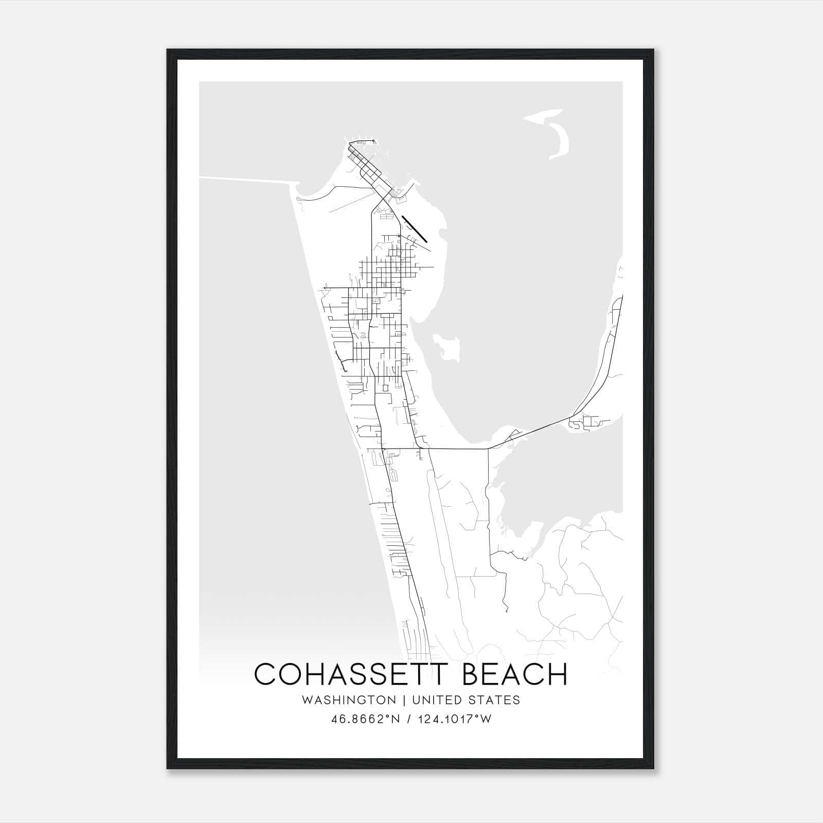 Cohassett Beach Washington Map Poster, Modern Home Decor Wall Art Print Cohassett Beach Washington Map Poster, Modern Home Decor Wall Art Print